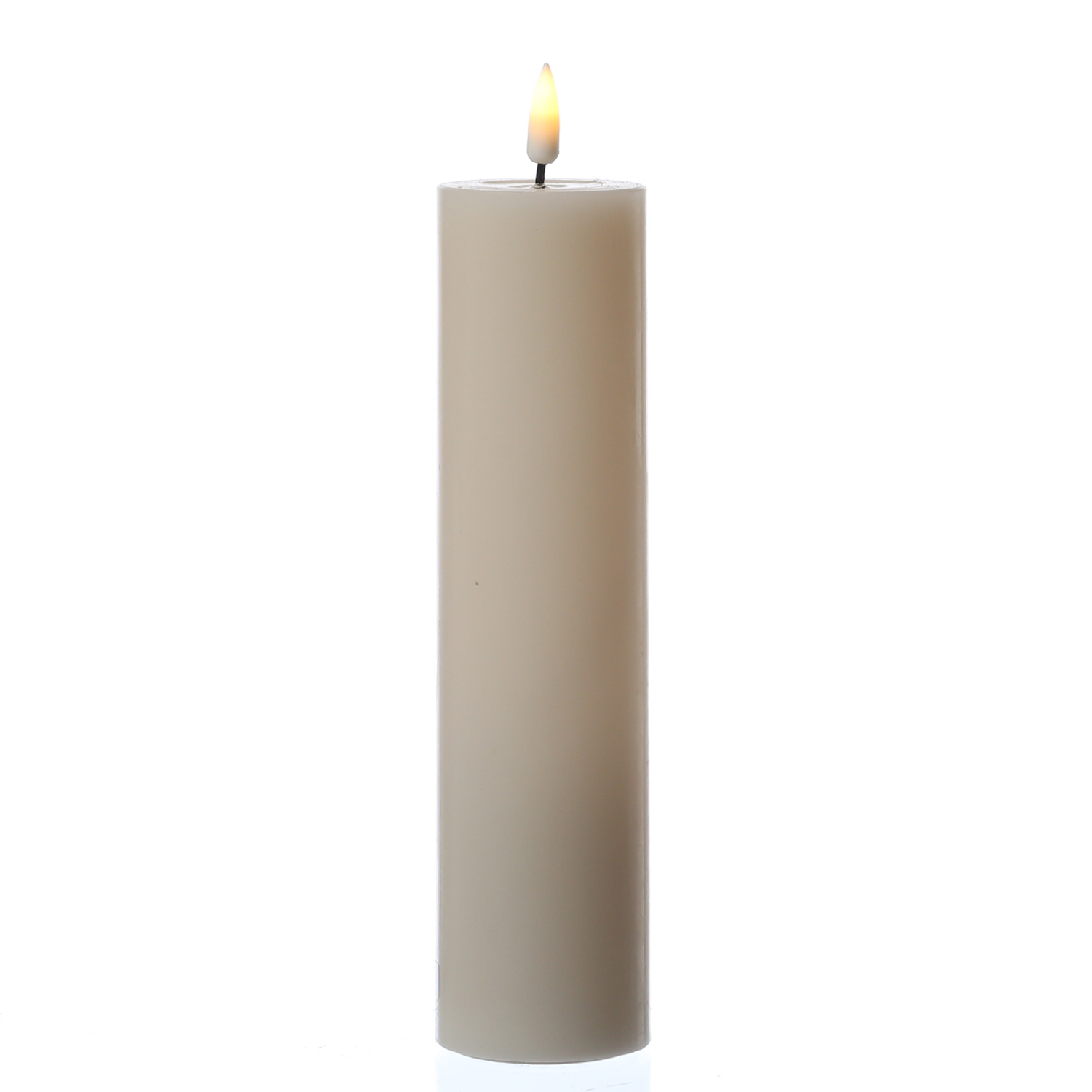 LED Stumpenkerze MIA - Echtwachs - realistische 3D Flamme - H: 20cm D: 5cm - Batterie - creme