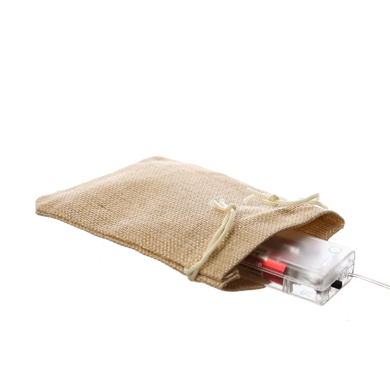 Jutebeutel - Batteriesäckchen mit Zugbändern - Beutel für Batteriefach - H: 14cm - natur Jutebeutel - Batteriesäckchen mit Zugbändern - Beutel für Batteriefach - H: 14cm - natur