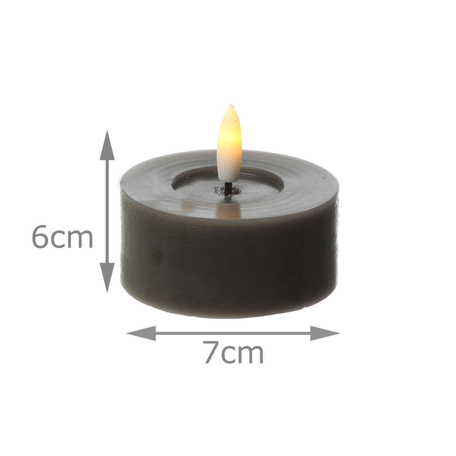 LED Maxi Teelichter LINA - Rustik-Optik - Echtwachs - Timer - D: 7cm - H: 6cm - grau - 2 Stück