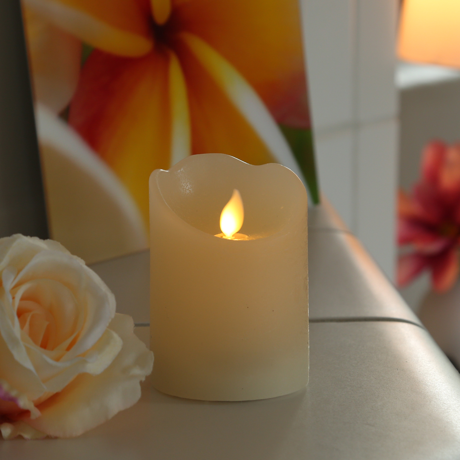 LED Kerze mit beweglicher Flamme - Rustik-Optik - Echtwachs - Timer - H ...