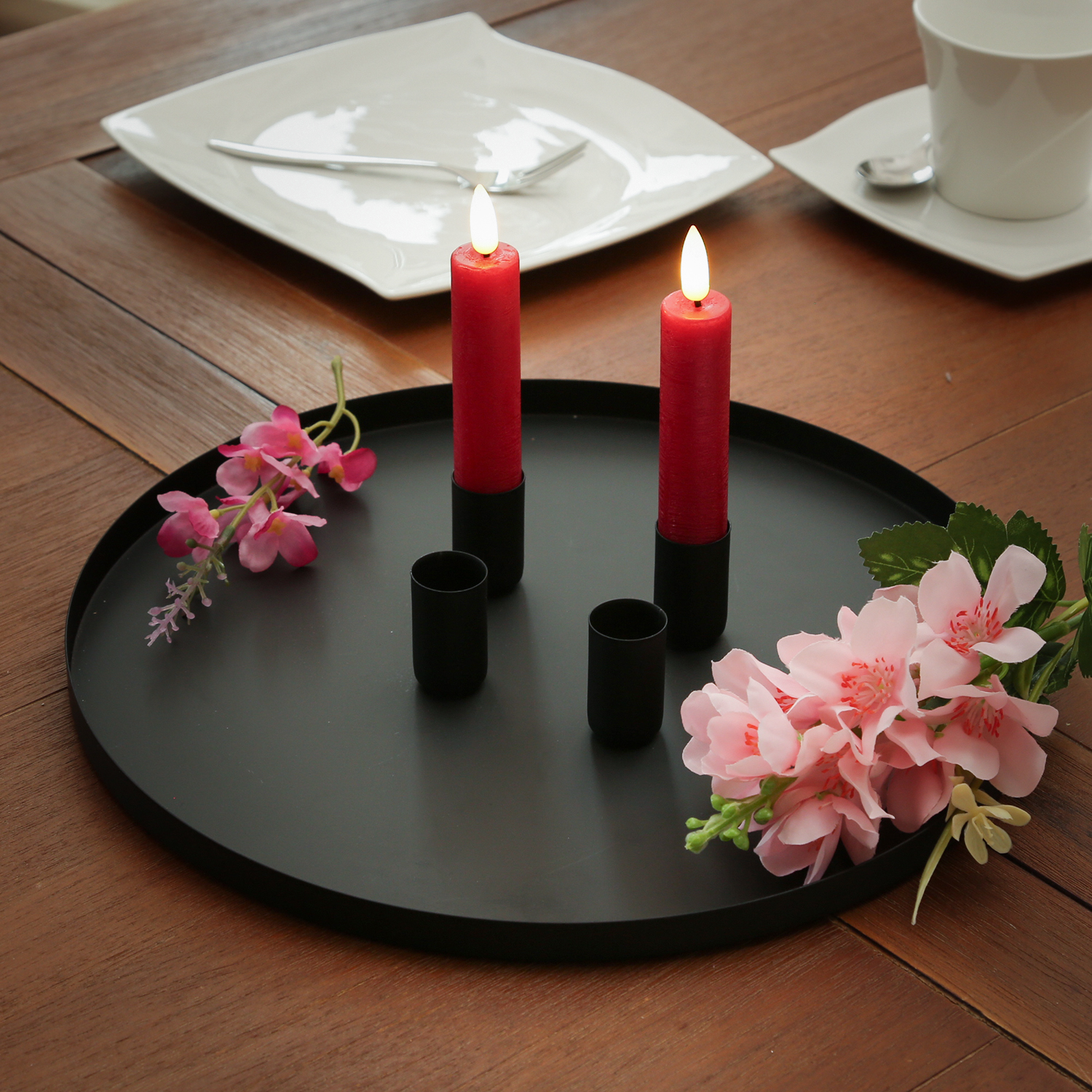 Stabkerzenhalter magnetisch - Kerzenständer für 4 Stabkerzen - Kerzentablett - D: 30cm - schwarz Stabkerzenhalter magnetisch - Kerzenständer für 4 Stabkerzen - Kerzentablett - D: 30cm - schwarz