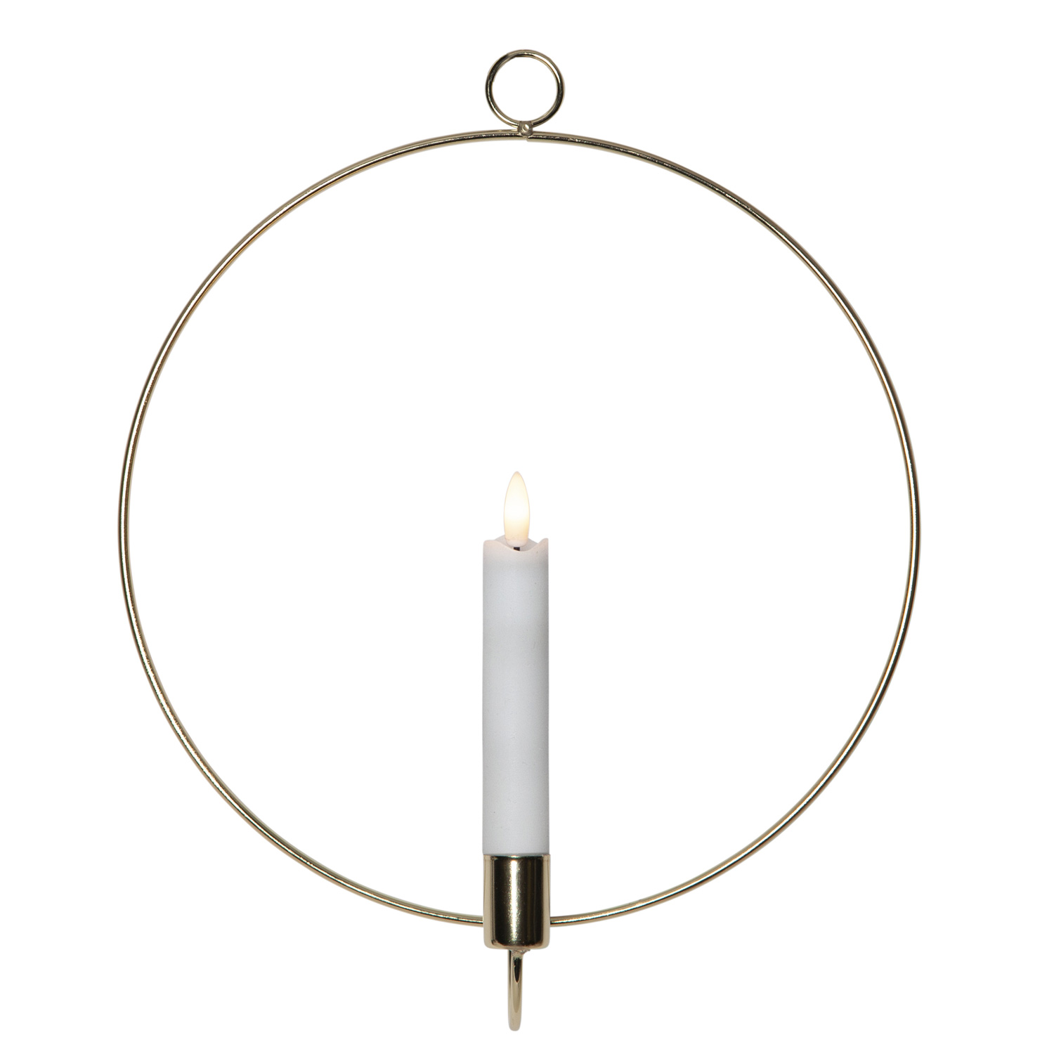 Dekoring mit LED Kerze Flamme - warmweiße LED - mit Wandöse - D: 28cm - Timer - Batterie - gold Dekoring mit LED Kerze Flamme - warmweiße LED - mit Wandöse - D: 28cm - Timer - Batterie - gold