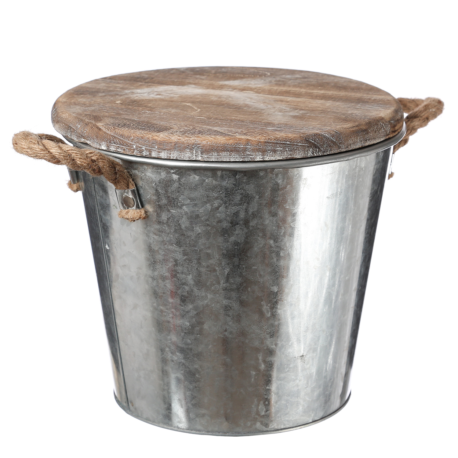 XL Duftkerze CITRONELLA - im Metalleimer mit Deckel - 3-Docht - Echwachs - H: 23cm -  silber