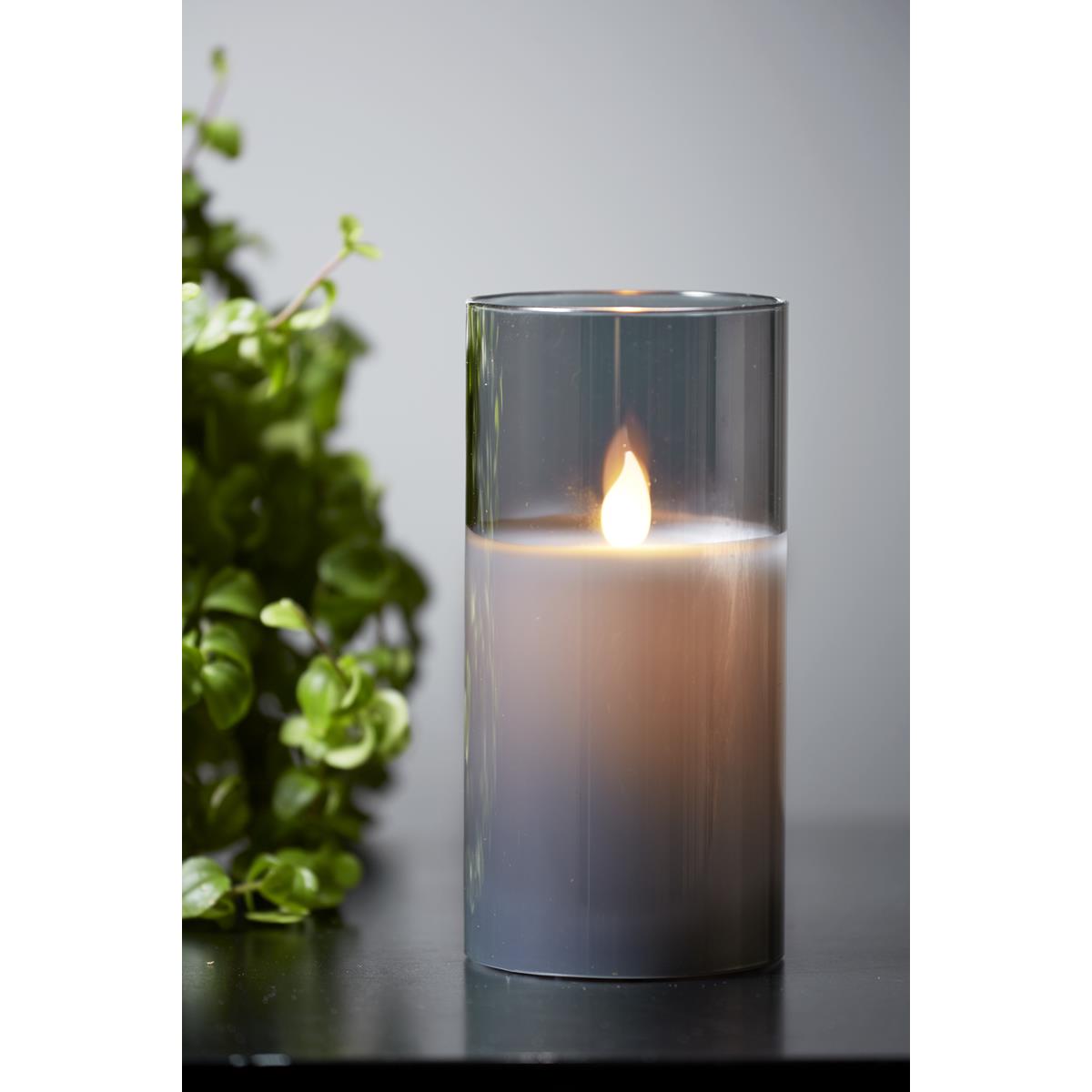 LED Kerze/Windlicht "Twinkle" - Echtwachs - mechanische Flamme - Timer - H: 15cm - rauchschwarz LED Kerze/Windlicht "Twinkle" - Echtwachs - mechanische Flamme - Timer - H: 15cm - rauchschwarz