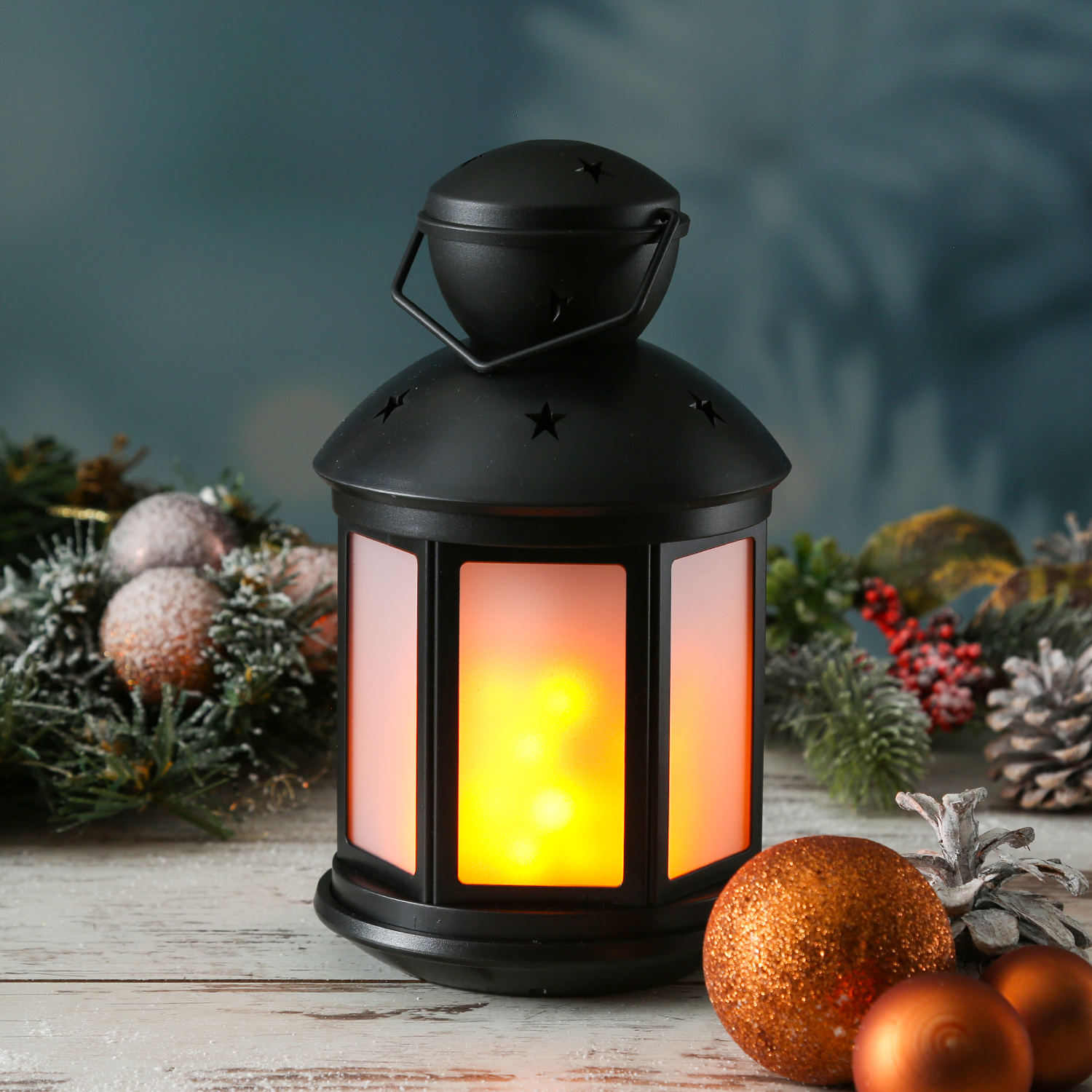 LED Laterne weiß - bewegter Flammeneffekt - H: 22cm - Batteriebetrieb - schwarz LED Laterne weiß - bewegter Flammeneffekt - H: 22cm - Batteriebetrieb - schwarz