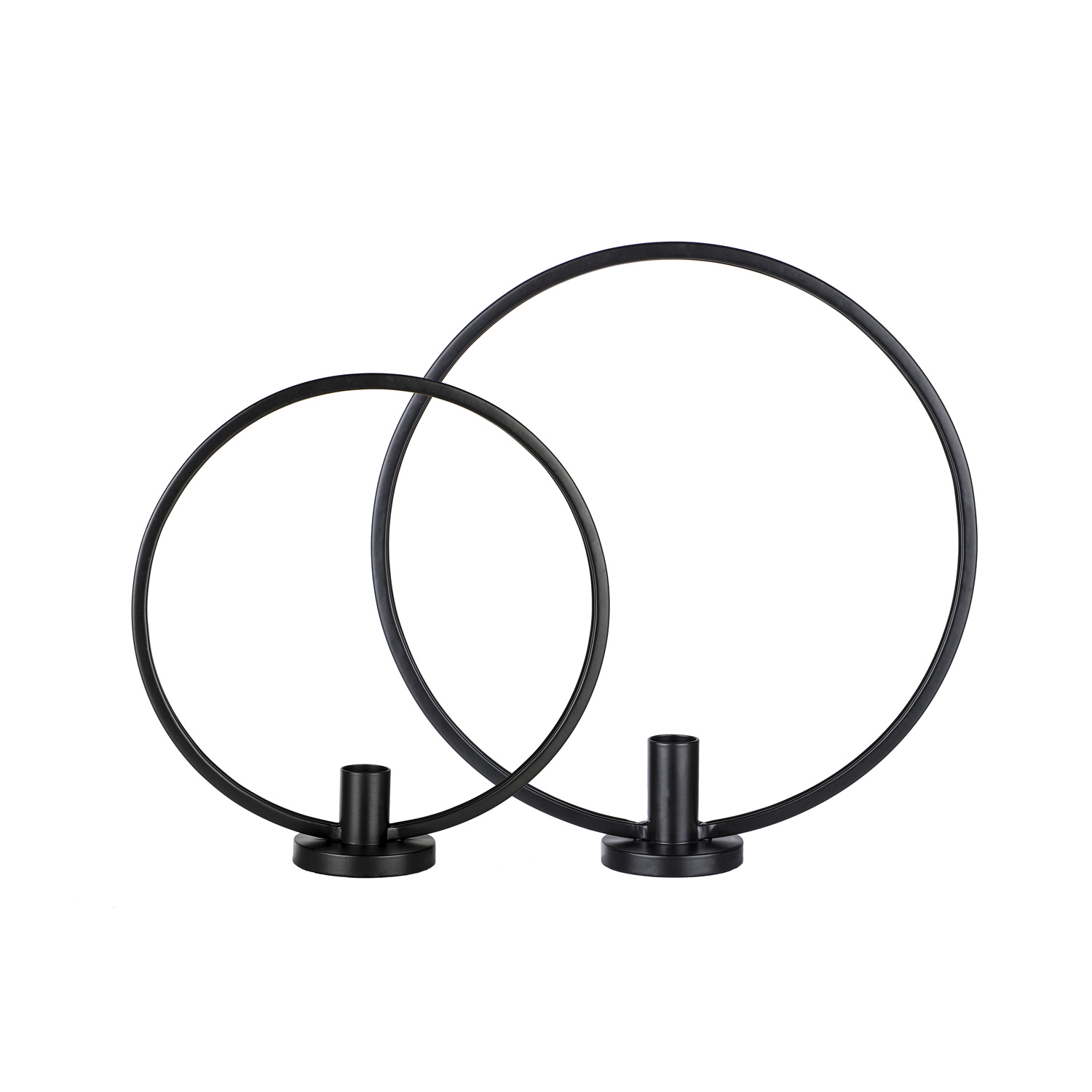 Stabkerzenhalter Ring - Metall - 2 unterschiedliche Größen - rund - schwarz - 2er Set Stabkerzenhalter Ring - Metall - 2 unterschiedliche Größen - rund - schwarz - 2er Set