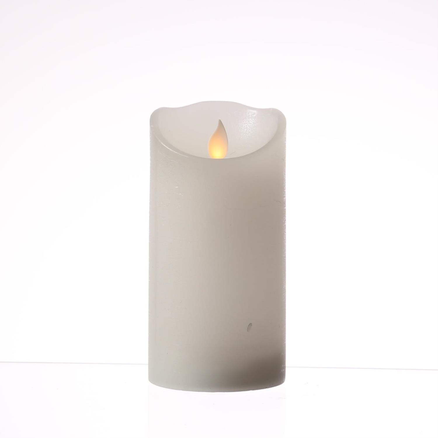 LED Kerze M-TWINKLE - Echtwachs - mechanisch bewegte Flamme - H- 15cm - D- 7-5cm - Timer - weiss