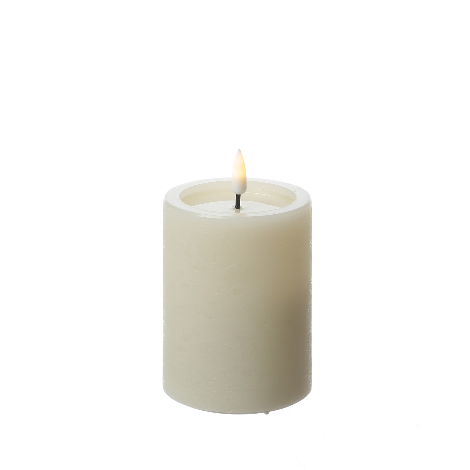 LED Kerze UNIQUE - Rustik-Optik - Echtwachs - H: 10cm - D: 7,5cm - bis zu 1500 Std. - creme