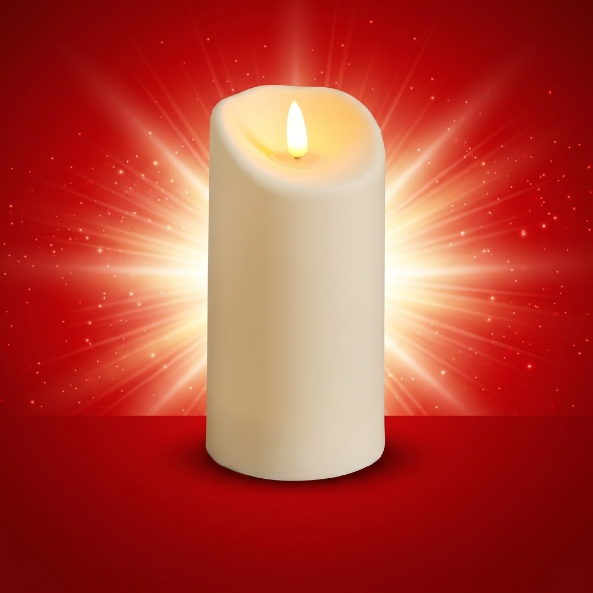 LED Stumpenkerze - Kunststoff - 3D Flamme - H: 17,5cm - D: 7,5cm - Timer - für Innen/Außen - creme