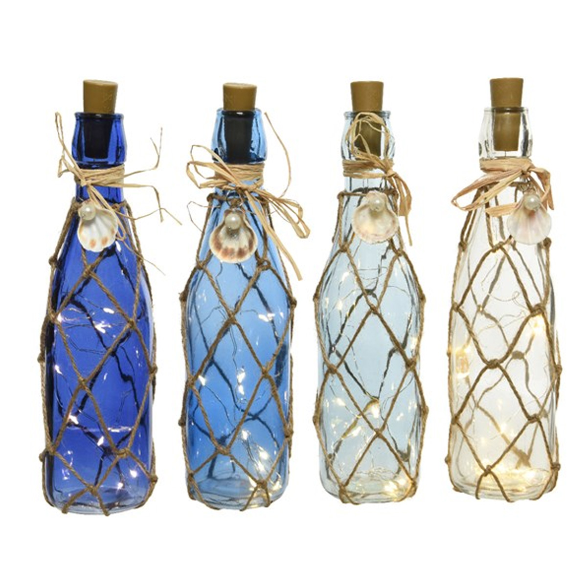 LED Dekoflasche MARITIM mit Juteseil - 10 warmweiße LED an Drahtlichterkette - H: 28cm - dunkelblau LED Dekoflasche MARITIM mit Juteseil - 10 warmweiße LED an Drahtlichterkette - H: 28cm - dunkelblau