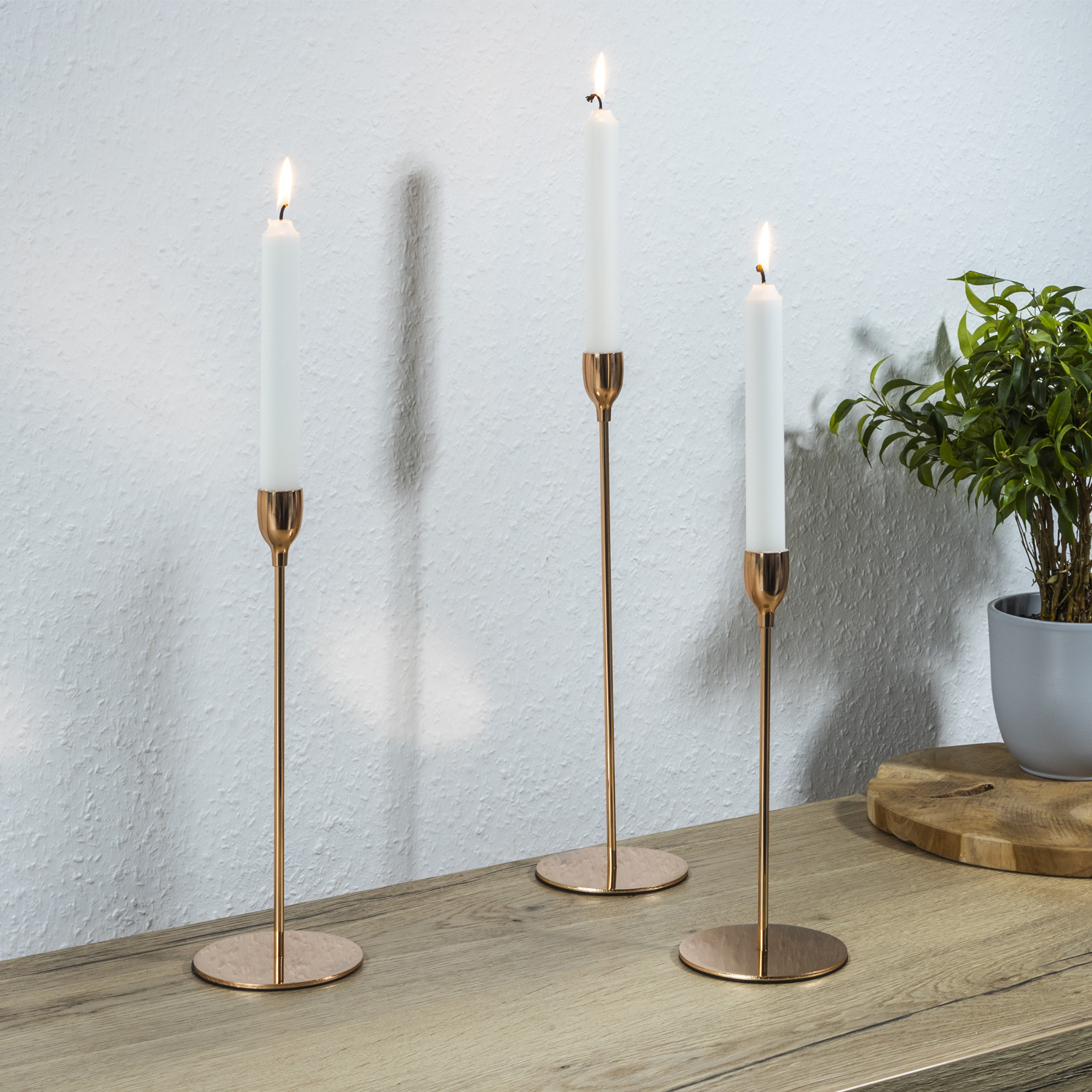 Stabkerzenhalter - Metall - unterschiedliche Größen - roségold - 3er Set Stabkerzenhalter - Metall - unterschiedliche Größen - roségold - 3er Set