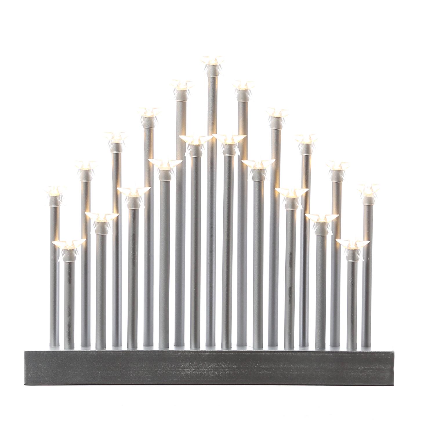 LED Fensterleuchter STERNE - 21 warmweiße LED - L: 26,5cm - H: 28,5cm - silber