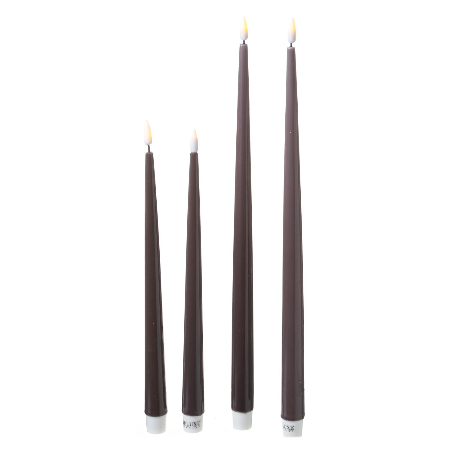 LED Stabkerzen ELLA - Echtwachs - realistische 3D Flamme - H: 28cm - mokka - 2 Stück