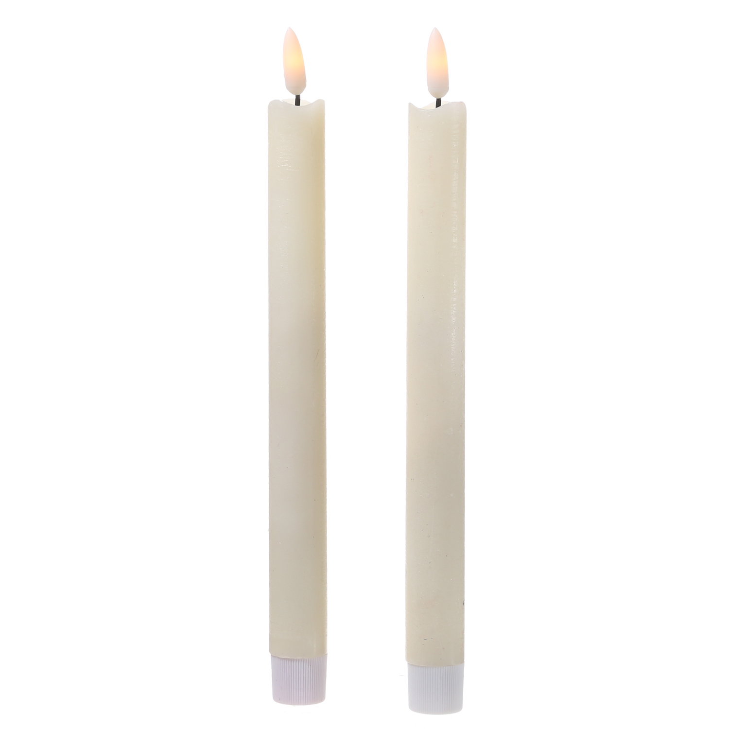 LED Stabkerzen Flamme - Echtwachs - flackernde warmweiße LED - H: 25cm - Timer - creme - 2er Set LED Stabkerzen Flamme - Echtwachs - flackernde warmweiße LED - H: 25cm - Timer - creme - 2er Set