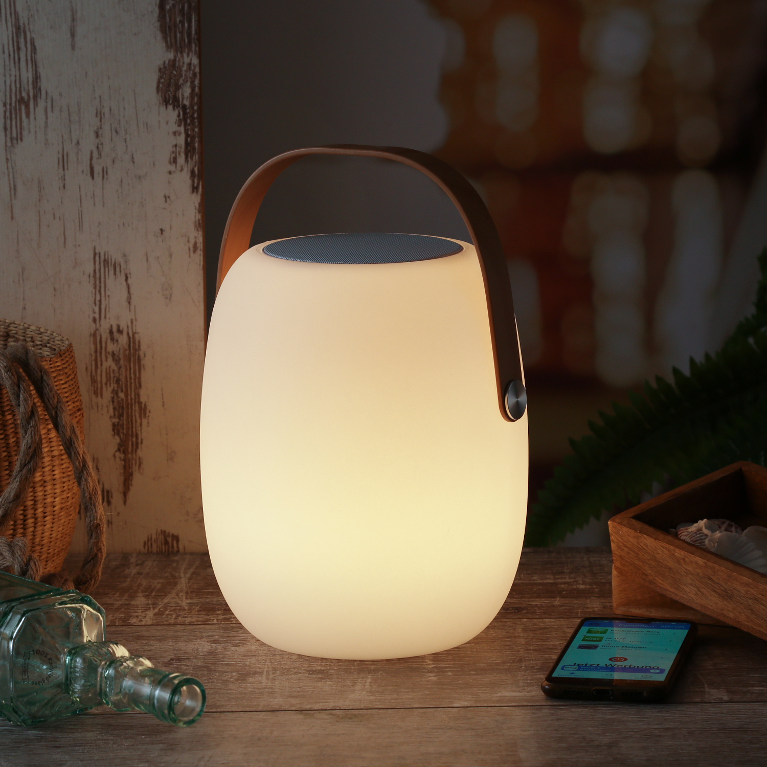 LED Lautsprecher - Gartenlautsprecher - Bluetooth - 9 warmweiße LED - H: 32cm - Outdoor