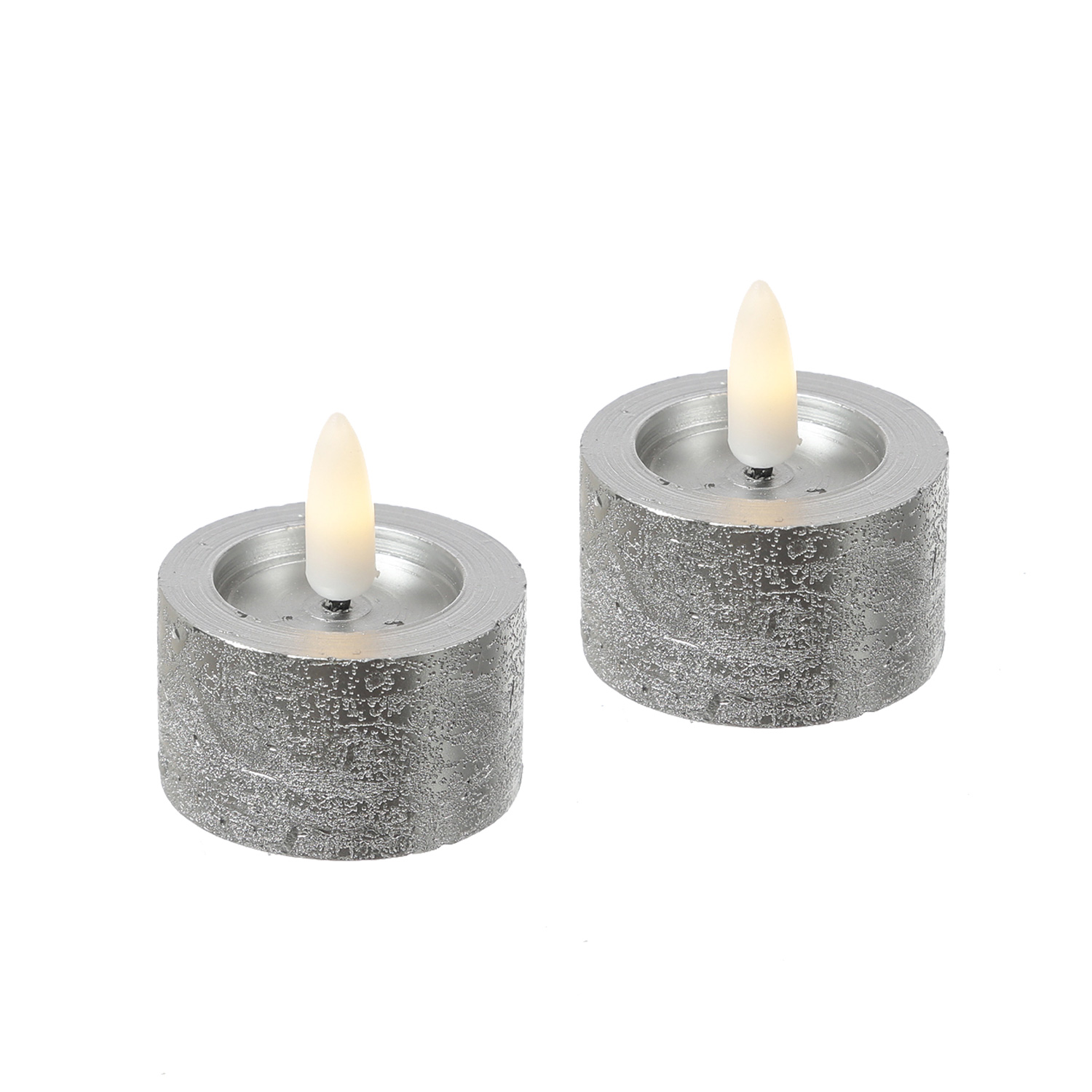 LED Teelichter LINA - Rustik-Optik - Echtwachs - Timer - mit Batterien - D: 4,4cm/H: 5cm - 2St. LED Teelichter LINA - Rustik-Optik - Echtwachs - Timer - mit Batterien - D: 4,4cm/H: 5cm - 2St.