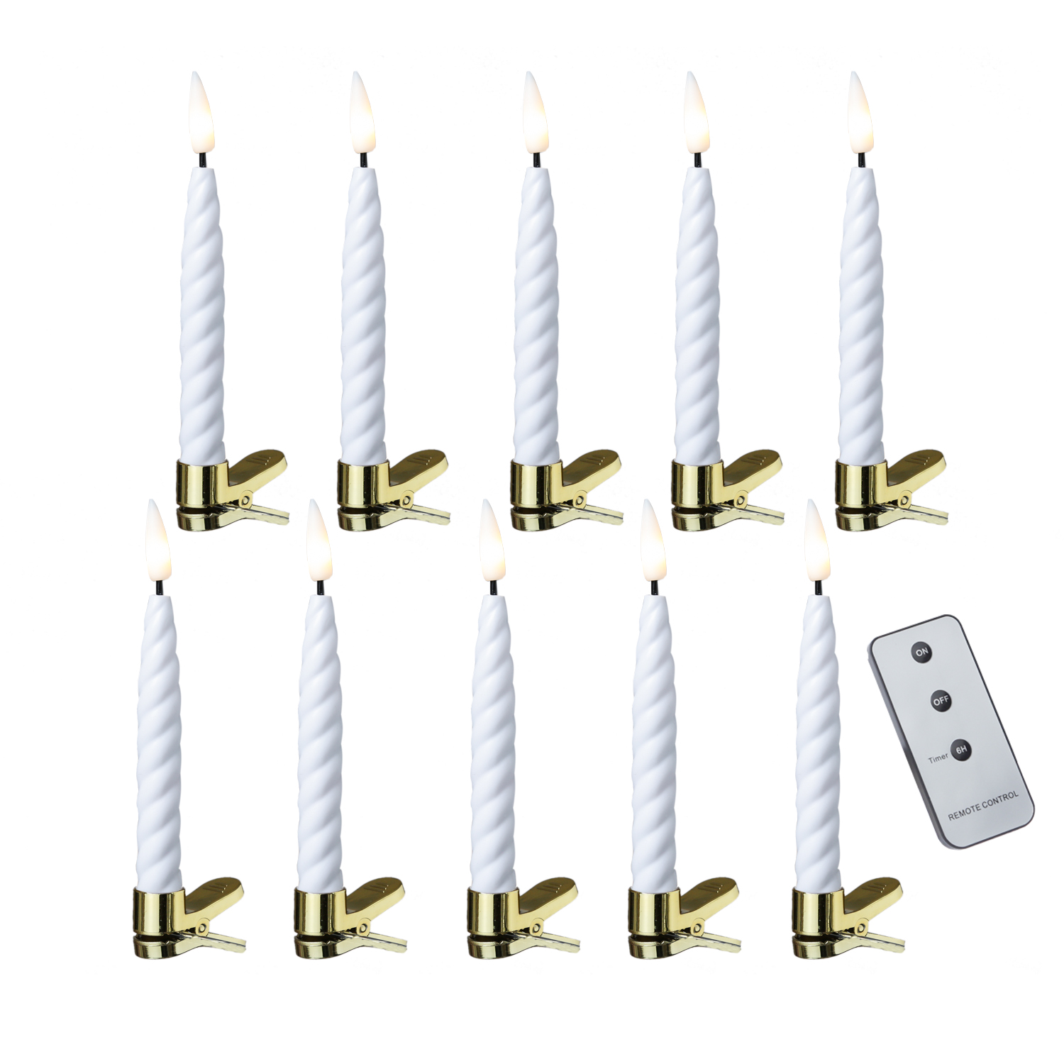 LED Baumkerzen TWIST mit Clip -  warmweiße LED - kabellos - Fernbedienung -Timer - Innen - 10er Set LED Baumkerzen TWIST mit Clip -  warmweiße LED - kabellos - Fernbedienung -Timer - Innen - 10er Set