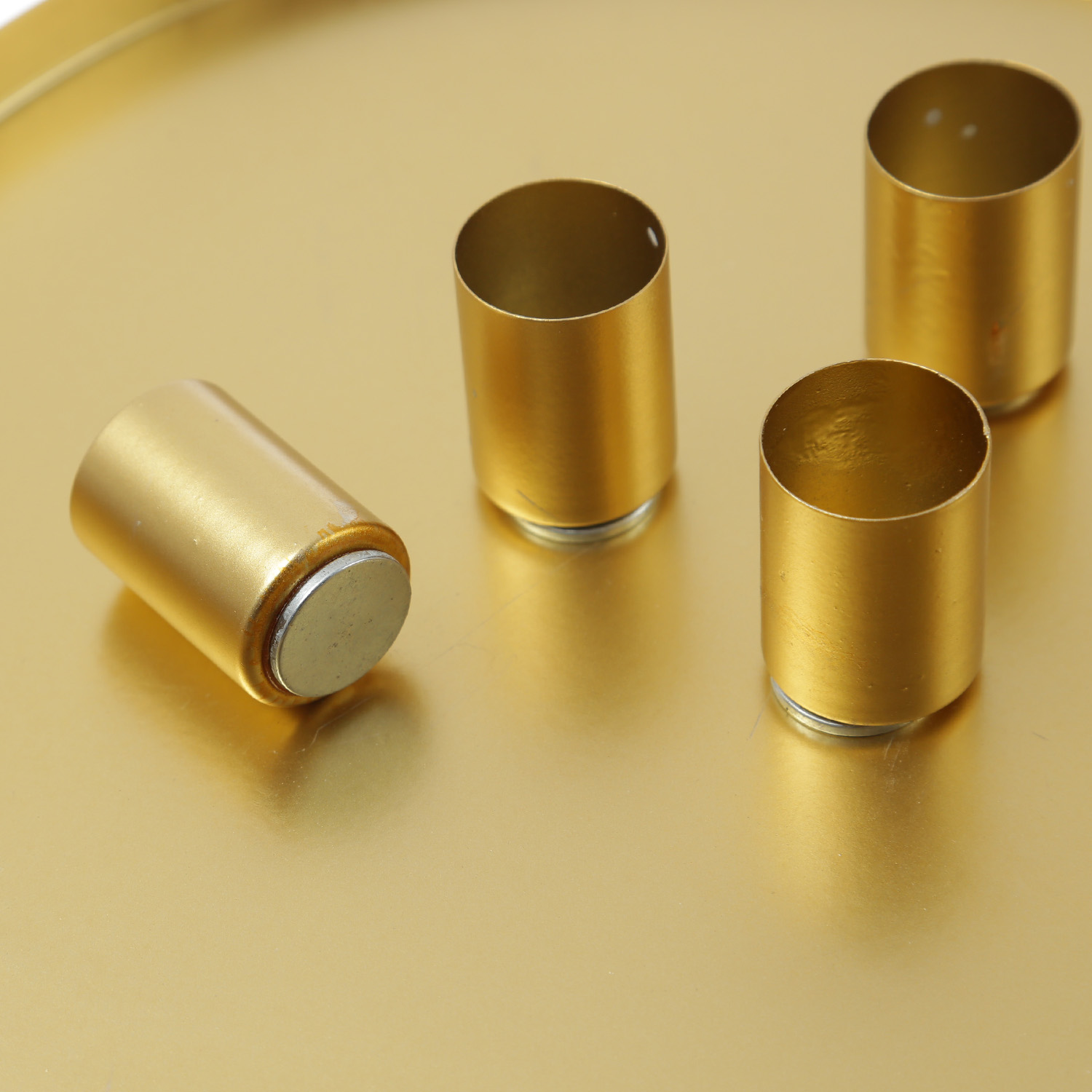 Stabkerzenhalter magnetisch - Kerzenständer für 4 Stabkerzen - Kerzentablett - 29x12cm - gold