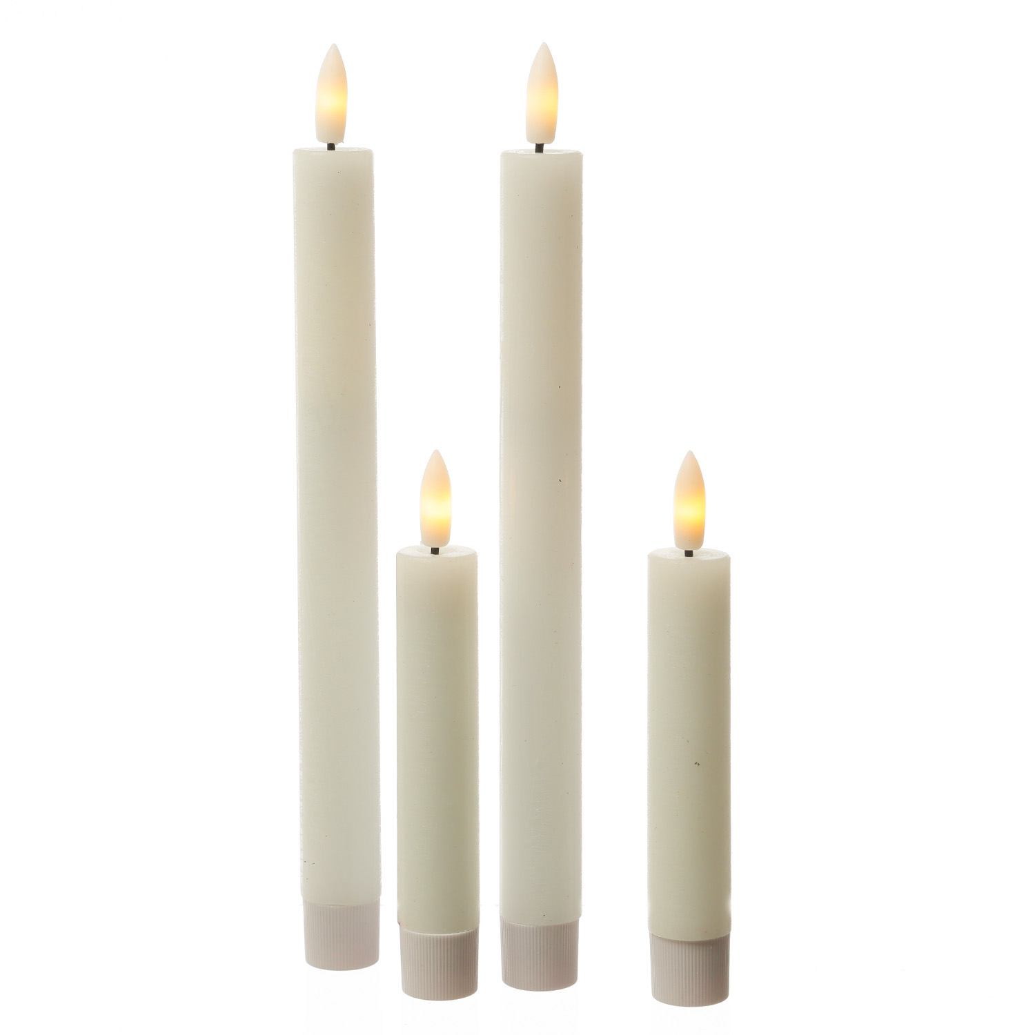 LED Stabkerzen LINA - Rustik-Optik - Echtwachs - 3D Flamme - H: 24cm - Timer - creme - 2er Set