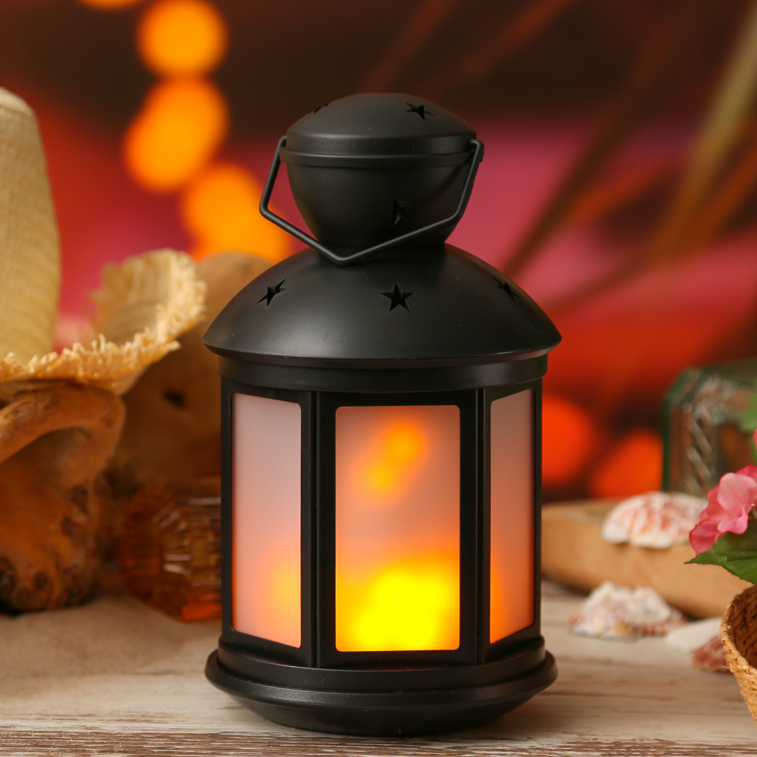 LED Laterne weiß - bewegter Flammeneffekt - H: 22cm - Batteriebetrieb - schwarz LED Laterne weiß - bewegter Flammeneffekt - H: 22cm - Batteriebetrieb - schwarz