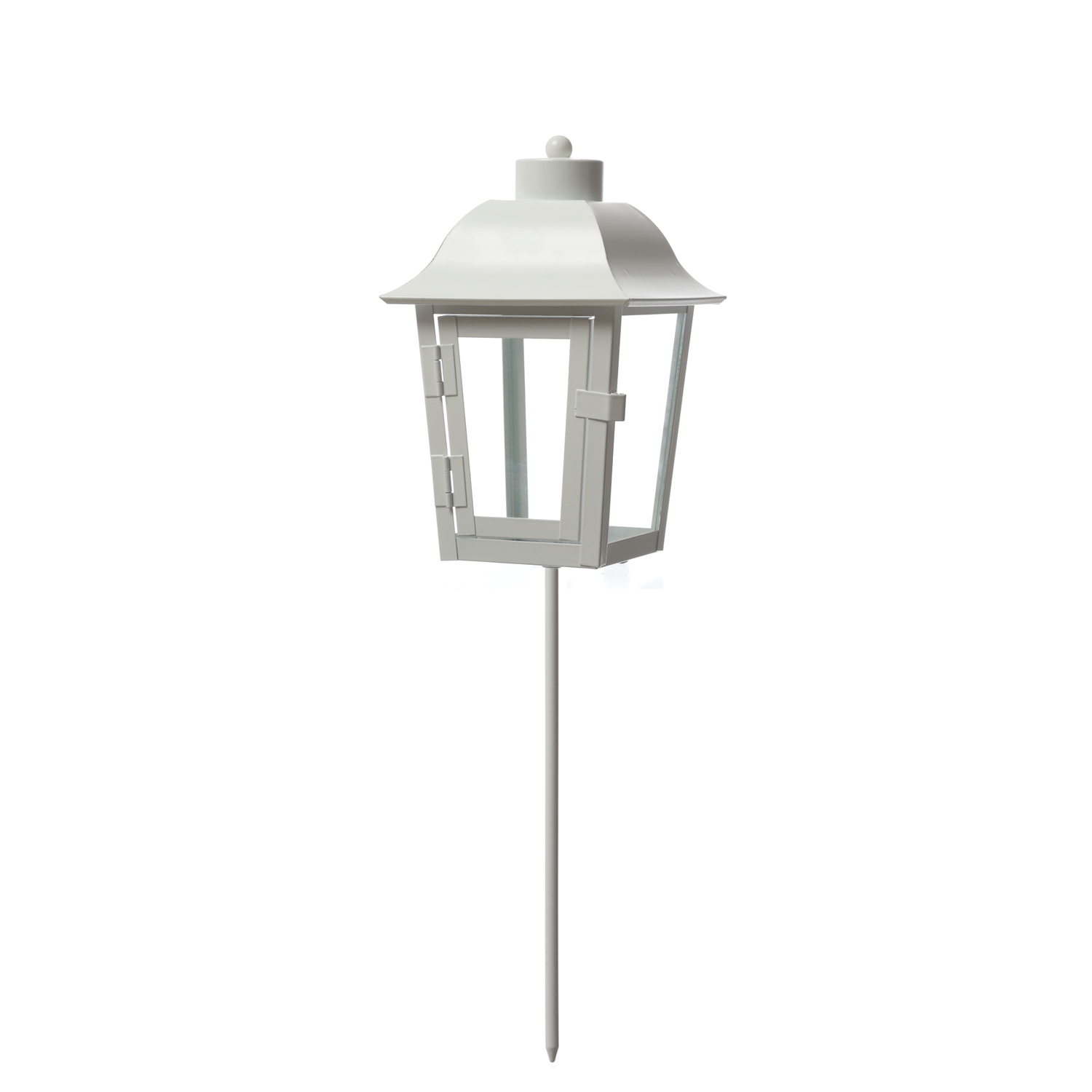 Grablaterne/Grablicht - Grablampe mit 2 wechselbaren Spitzen - mit Erdspieß - H: 51cm - weiß