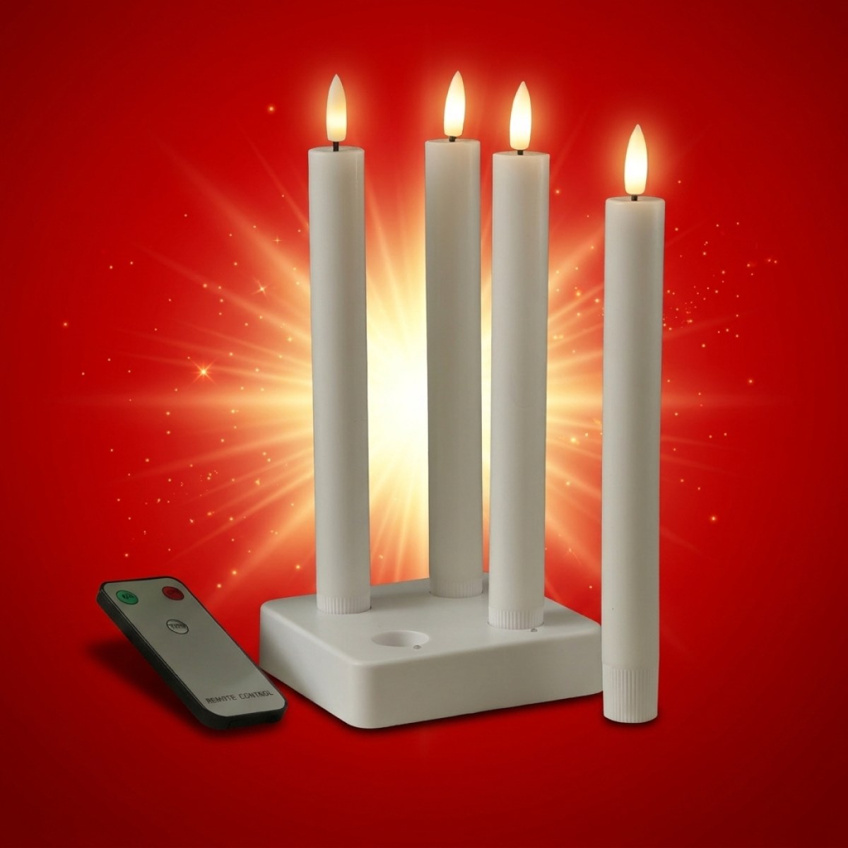 LED Stabkerzen LISA - Echtwachs - mit Ladestation - inkl. Fernbedienung - H: 25cm - weiß - 4er Set