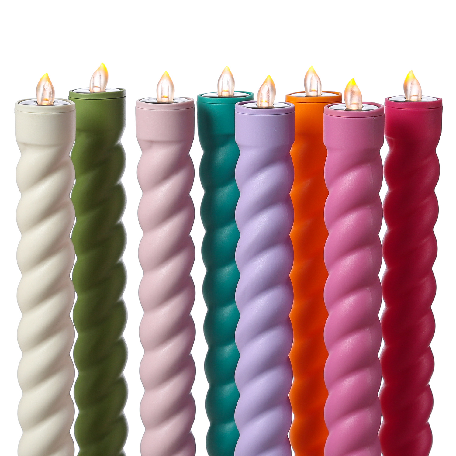 LED Solar Stabkerze TWIST - Gartenstecker - gelbe LED - H: 106cm - Dämmerungssensor - pastellrosa LED Solar Stabkerze TWIST - Gartenstecker - gelbe LED - H: 106cm - Dämmerungssensor - pastellrosa