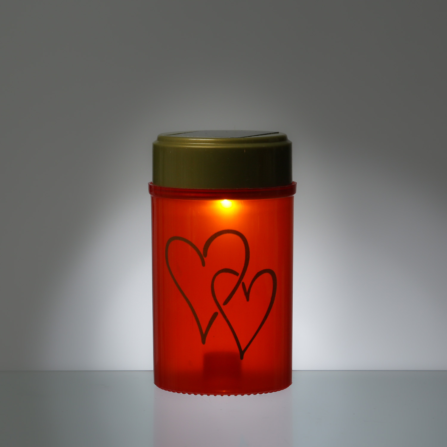 LED Solar Grablicht Herz - Grabkerze - H: 12cm - D: 7cm - Lichtsensor - inkl. Erdspieß - rot LED Solar Grablicht Herz - Grabkerze - H: 12cm - D: 7cm - Lichtsensor - inkl. Erdspieß - rot