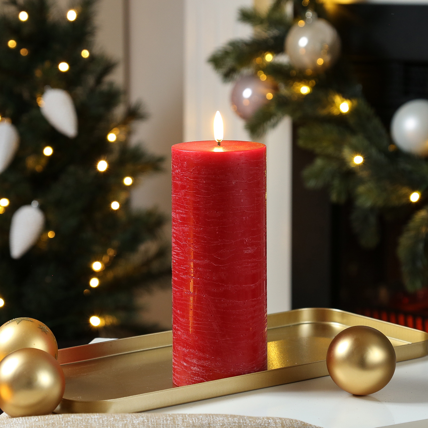 LED Kerze PIA - Rustik-Optik - Echtwachs - H: 20cm - D: 7,8cm - Timer - bis zu 1000 Std. - rot LED Kerze PIA - Rustik-Optik - Echtwachs - H: 20cm - D: 7,8cm - Timer - bis zu 1000 Std. - rot