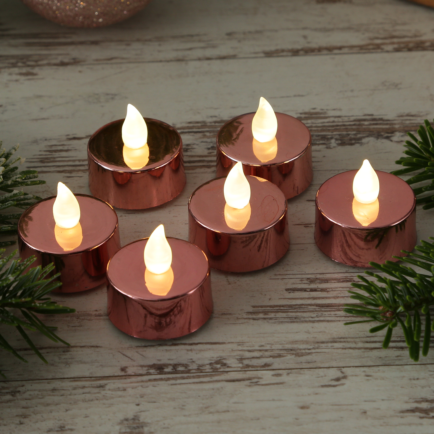 LED Teelichter - warmweiße flackernde Flamme - mit Batterien - D: 3,8cm - rosa - 6er Set LED Teelichter - warmweiße flackernde Flamme - mit Batterien - D: 3,8cm - rosa - 6er Set