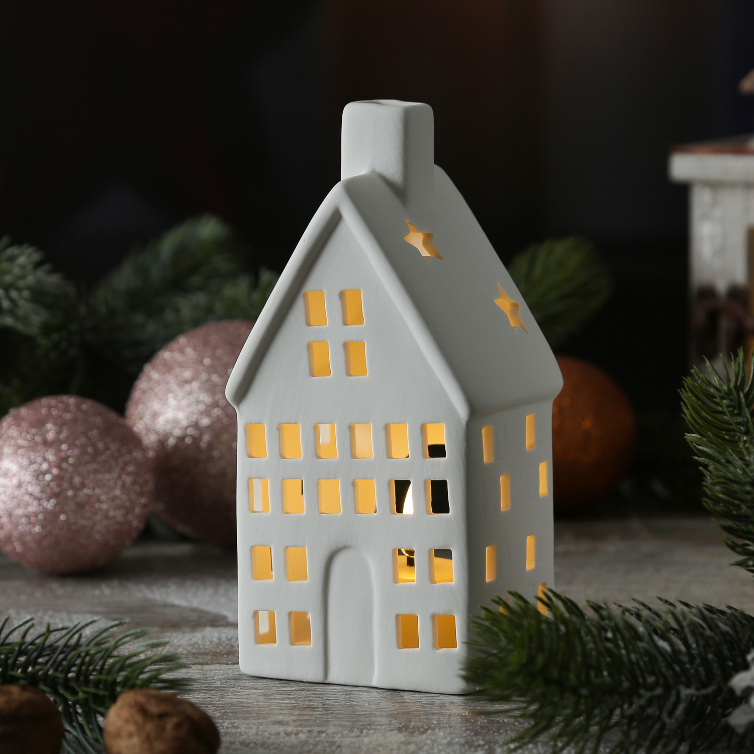 Teelichthalter Haus - Teelichthaus - Porzellan - H: 16,5cm - weiß Teelichthalter Haus - Teelichthaus - Porzellan - H: 16,5cm - weiß