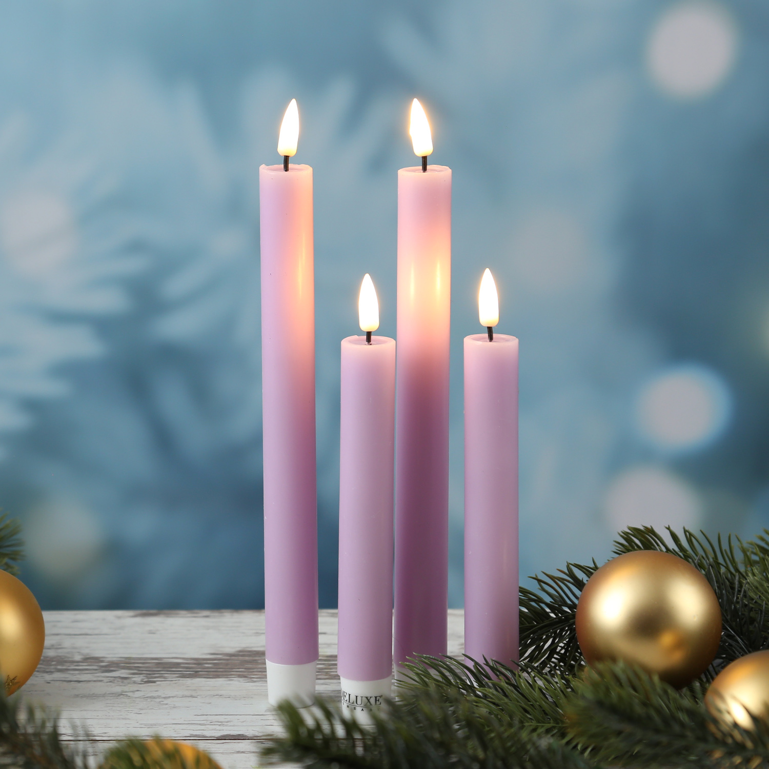 LED Stabkerzen MIA - Echtwachs - realistische 3D Flamme - H: 15cm - lavendel - 2 Stk