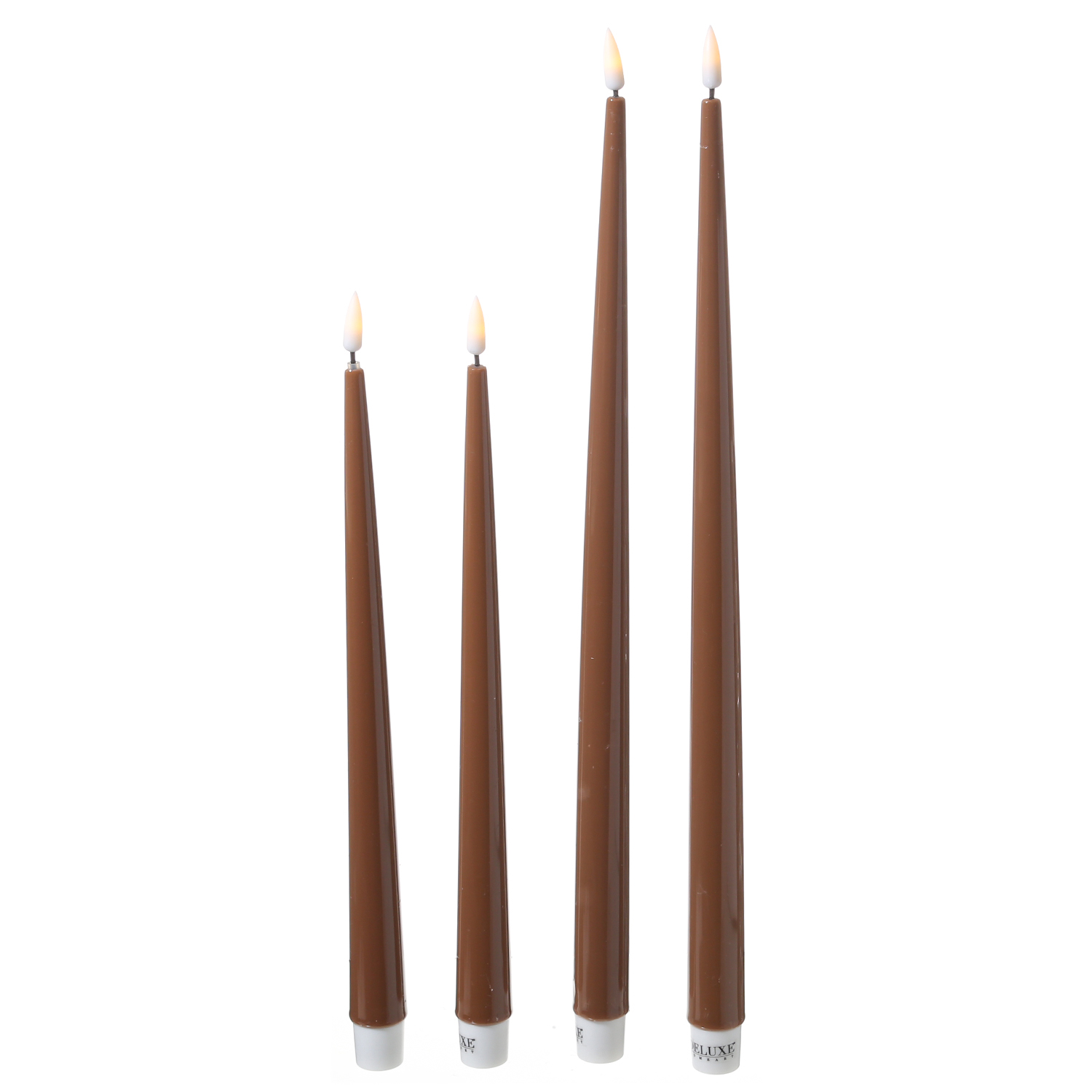 LED Stabkerzen ELLA - Echtwachs - realistische 3D Flamme - H: 28cm - karamell - 2 Stück LED Stabkerzen ELLA - Echtwachs - realistische 3D Flamme - H: 28cm - karamell - 2 Stück