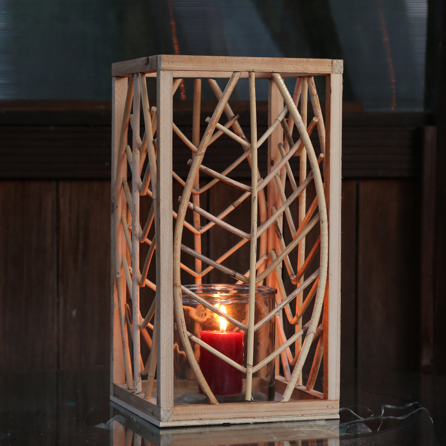 Laterne aus Rattan - Windlicht - mit Glaseinsatz - H: 45,5cm - natur Laterne aus Rattan - Windlicht - mit Glaseinsatz - H: 45,5cm - natur