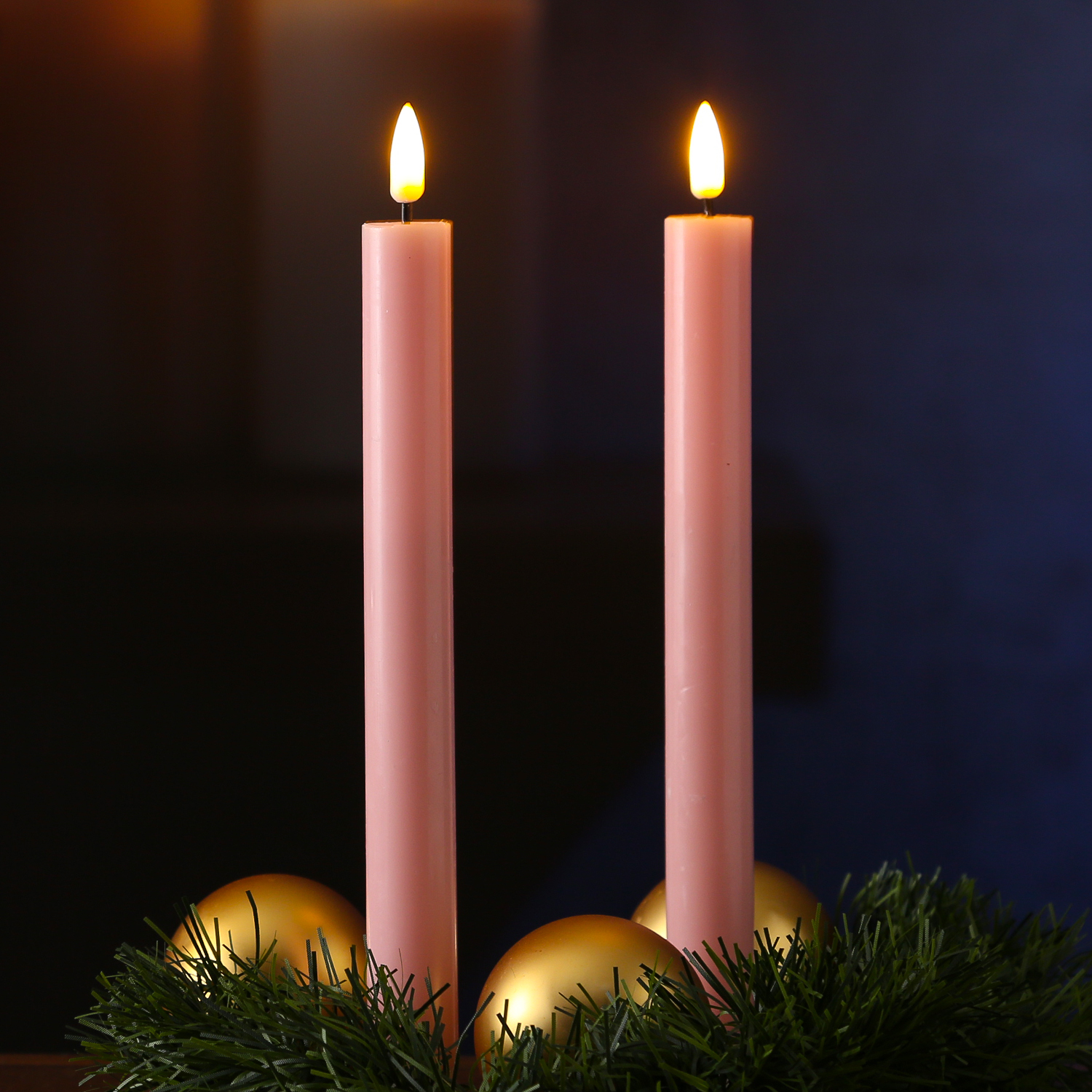 LED Stabkerzen MIA - Echtwachs - realistische 3D Flamme - H:24cm - Batteriebetrieb - rosa - 2 Stk LED Stabkerzen MIA - Echtwachs - realistische 3D Flamme - H:24cm - Batteriebetrieb - rosa - 2 Stk