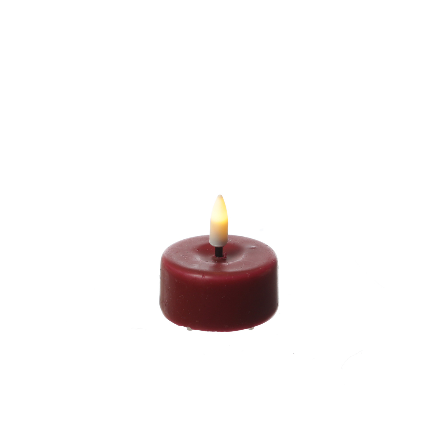 LED Mini Teelichter MIA - realistische 3D Flamme - D: 3,5cm - mit Batterien - bordeauxrot - 4 Stück