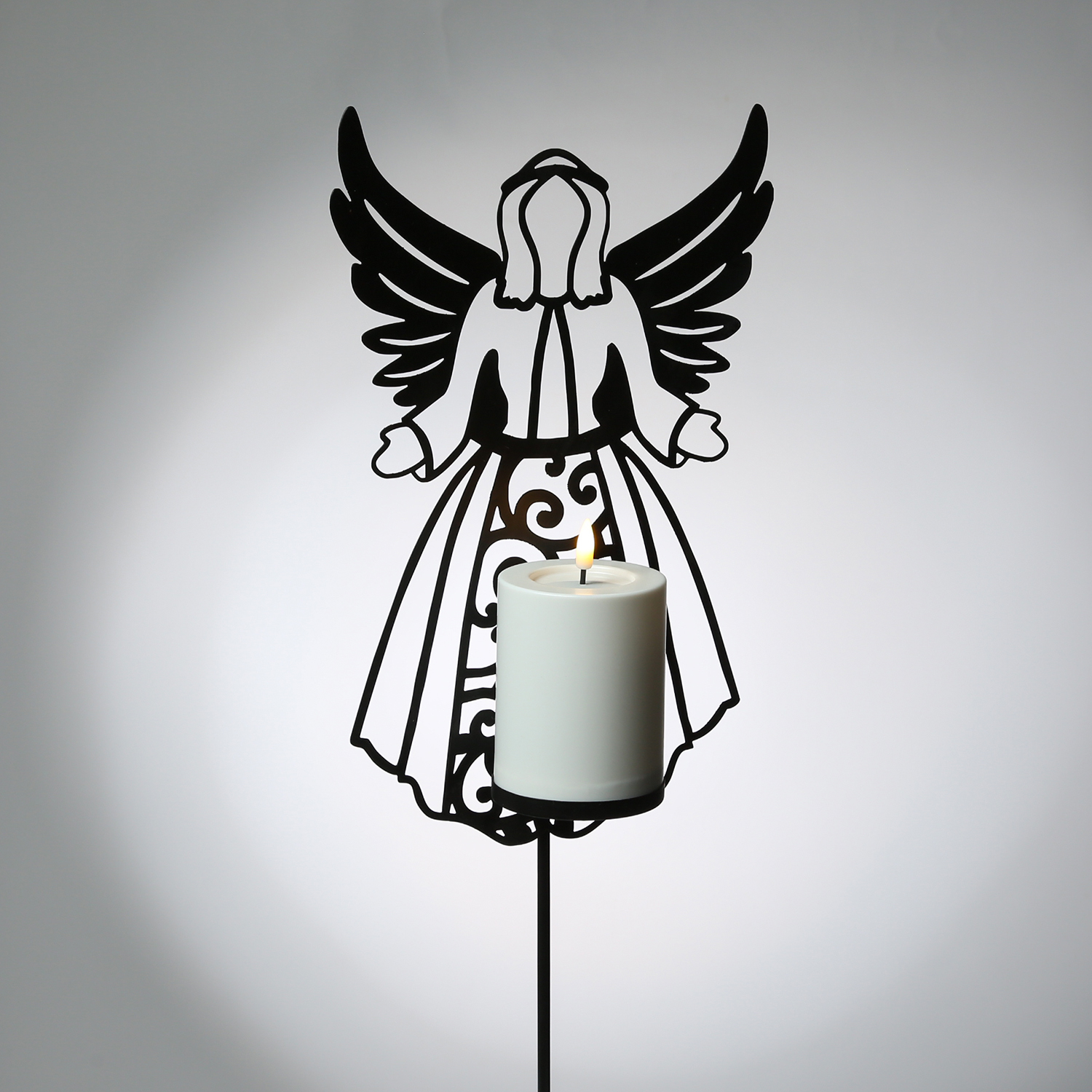 LED Grablicht Engel mit LED Kerze - Gartenfigur - H: 56cm - Timer - bis zu 2500 Stunden LED Grablicht Engel mit LED Kerze - Gartenfigur - H: 56cm - Timer - bis zu 2500 Stunden