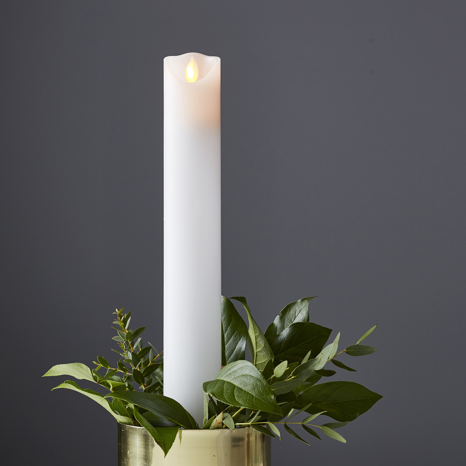 LED Stabkerze M-Twinkle - Echtwachs - mechanische Flamme - H: 30cm - Timer - weiß