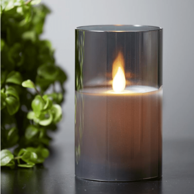 LED Kerze/Windlicht "Twinkle" - Echtwachs - mechanische Flamme - Timer - H: 12,5cm - rauchschwarz LED Kerze/Windlicht "Twinkle" - Echtwachs - mechanische Flamme - Timer - H: 12,5cm - rauchschwarz