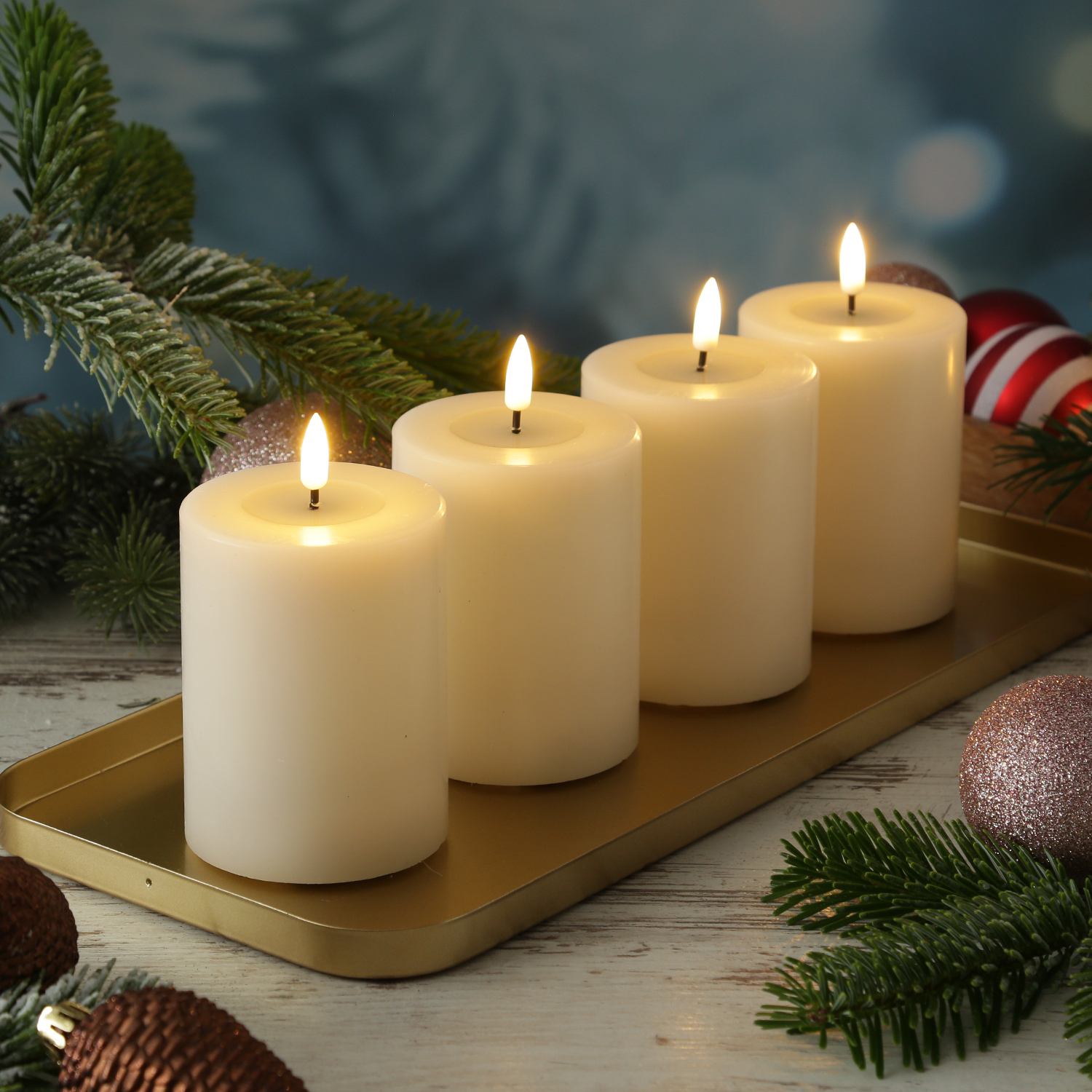 LED Kerzenset MIA - Echtwachs - H: 10cm/D: 7,5cm - mit Batterien/Fernbedienung - creme - 4er Set LED Kerzenset MIA - Echtwachs - H: 10cm/D: 7,5cm - mit Batterien/Fernbedienung - creme - 4er Set