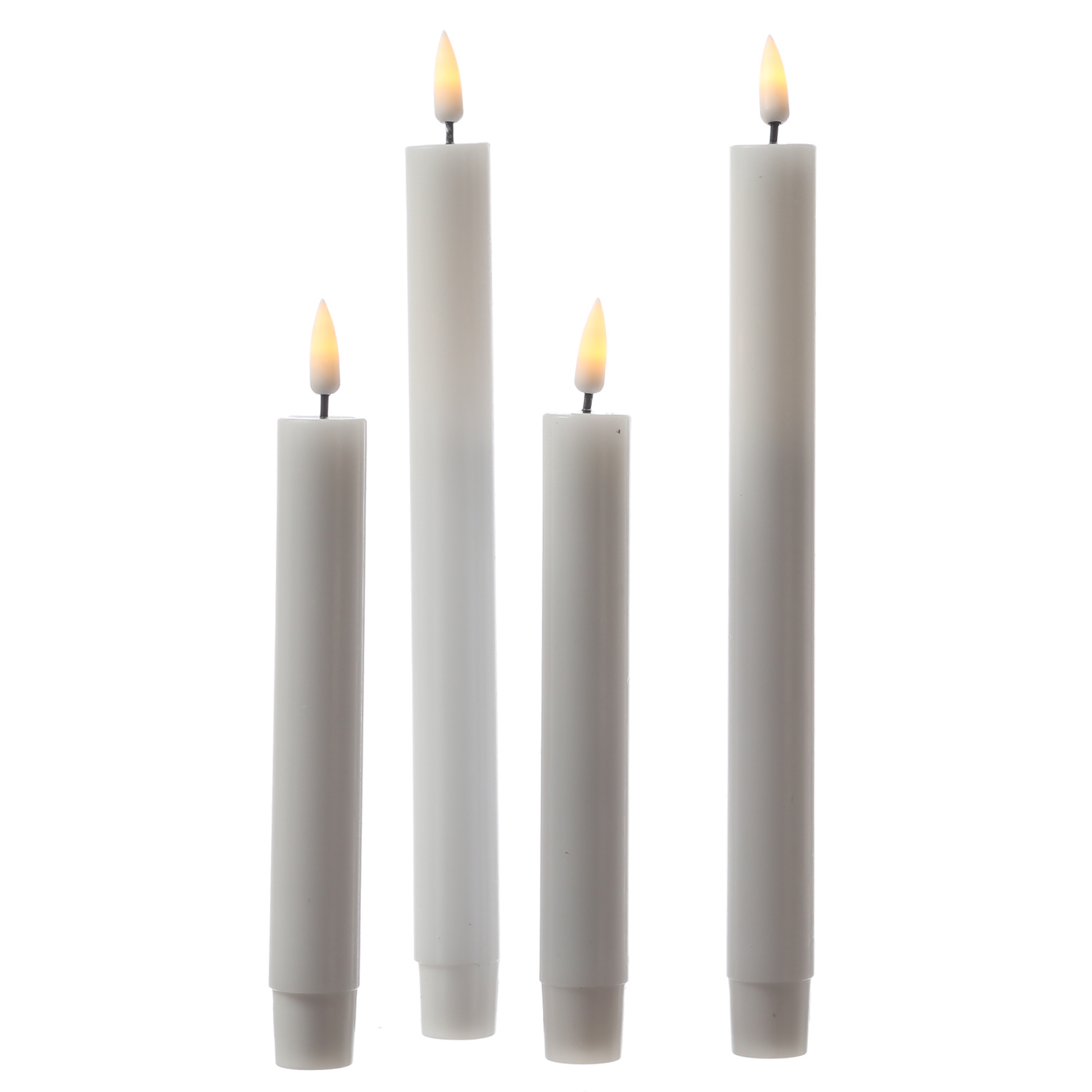 LED Stabkerzen MIA - Echtwachs - realistische 3D Flamme - H: 24cm - Batteriebetrieb - weiß - 2 Stk