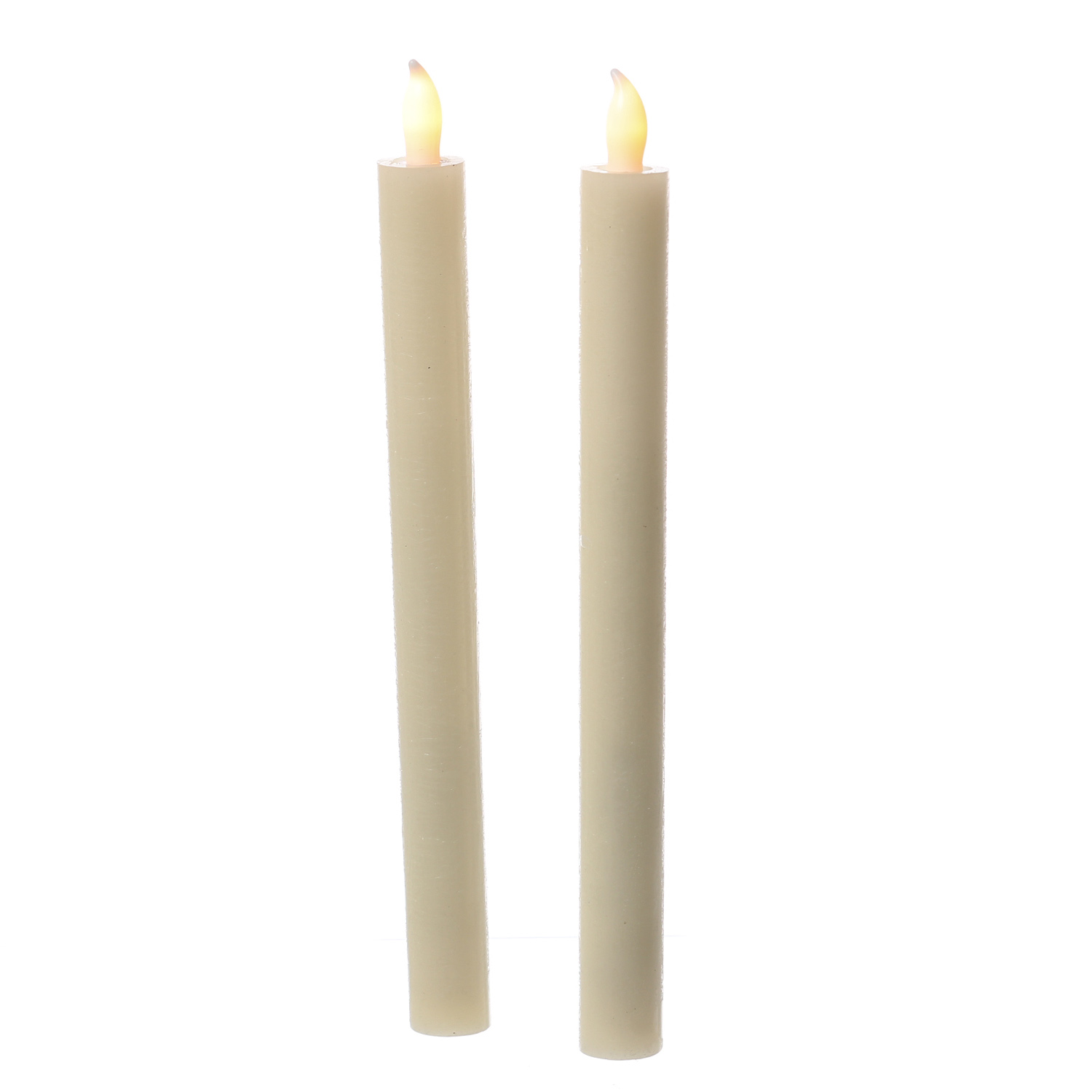 LED Stabkerzen - Echtwachs - Aus-/An durch Drücken der Flamme - H: 25cm - Batterie - creme - 2 Stück