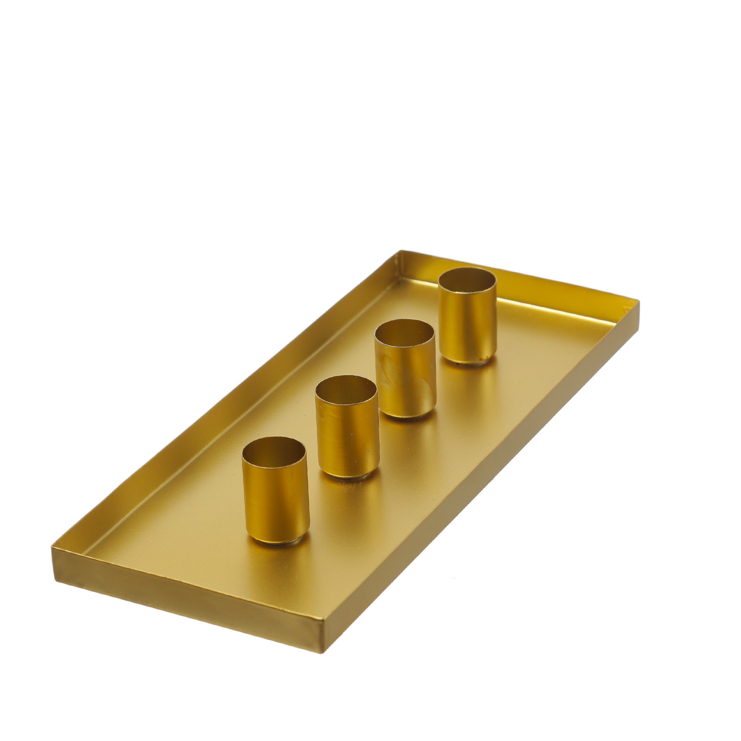 Stabkerzenhalter magnetisch - Kerzenständer für 4 Stabkerzen - Kerzentablett - 29x12cm - gold