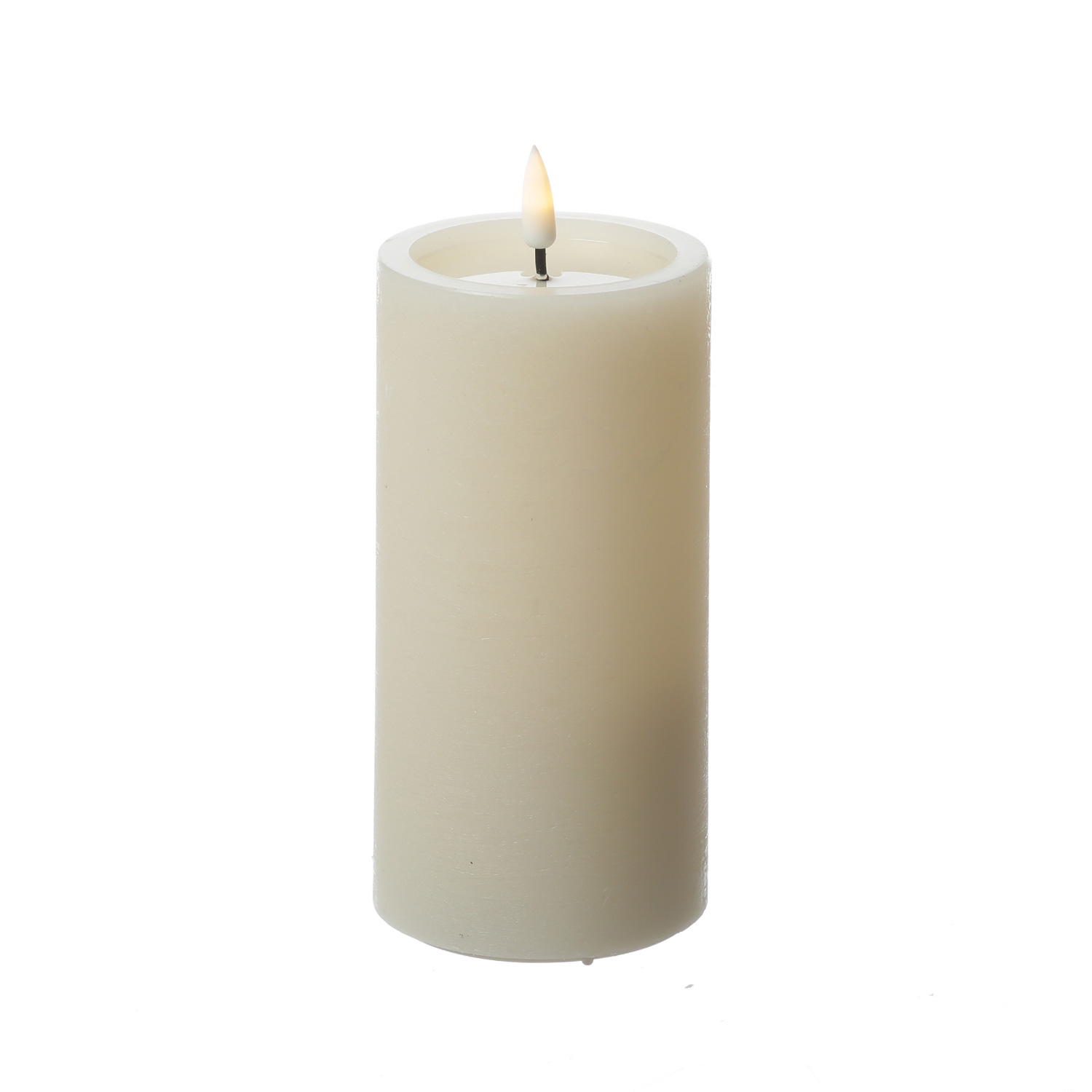 LED Kerze UNIQUE - Rustik-Optik - Echtwachs - H: 15cm - D: 7,5cm - bis zu 1500 Std. - creme