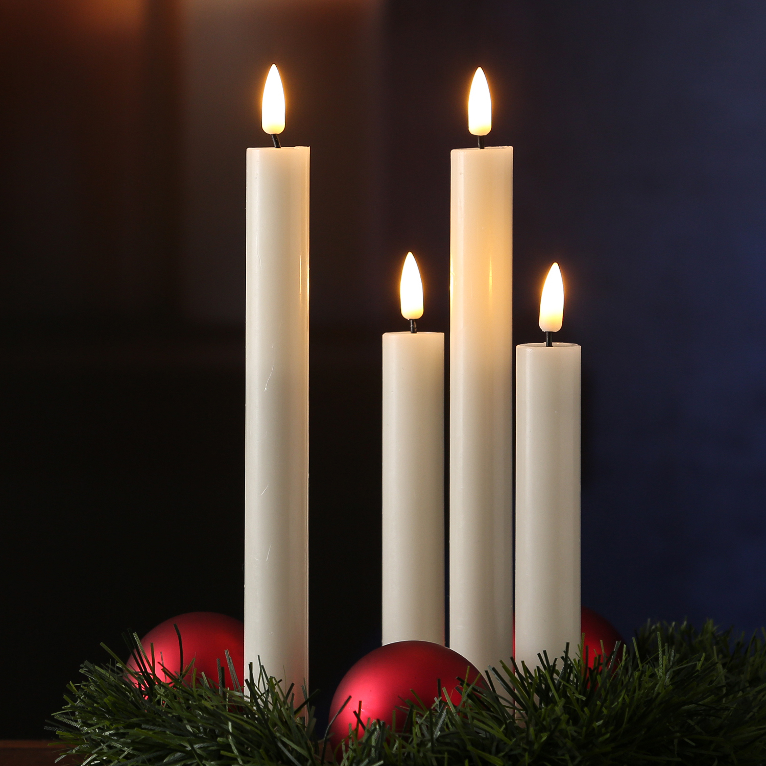 LED Stabkerzen MIA - Echtwachs - realistische 3D Flamme - H: 24cm - Batteriebetrieb - creme - 2 Stk LED Stabkerzen MIA - Echtwachs - realistische 3D Flamme - H: 24cm - Batteriebetrieb - creme - 2 Stk