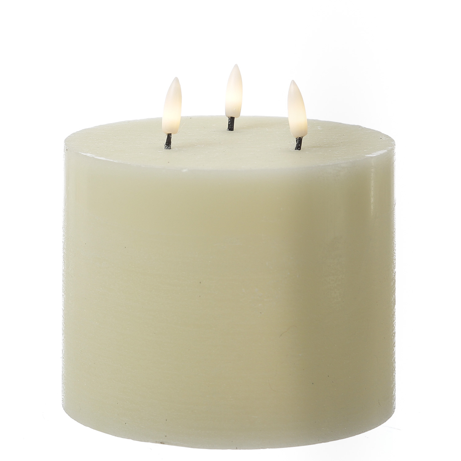 XXL LED Kerze - 3-Docht - Echtwachs - Timer - H: 15cm D: 15cm - creme