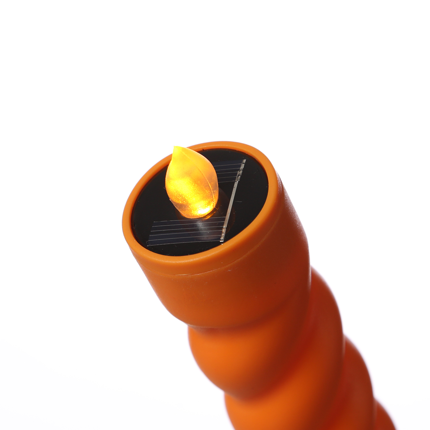 LED Solar Stabkerze TWIST - Gartenstecker - gelbe LED - H: 106cm - Dämmerungssensor - orange