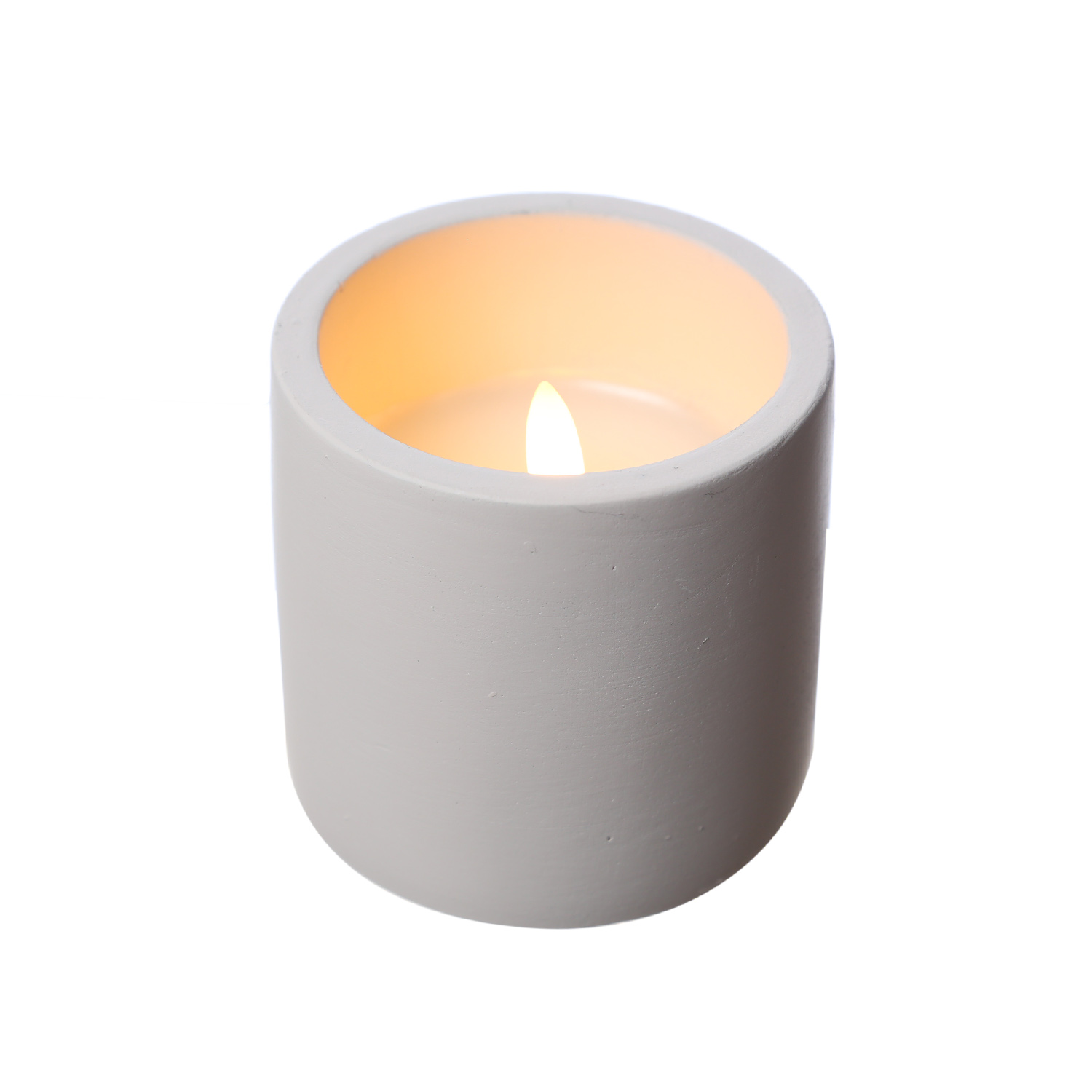 LED Kerzen im Topf - mit Deckel - Betonoptik - Timer - H: 10cm D: 8cm - weiß - 3er Set LED Kerzen im Topf - mit Deckel - Betonoptik - Timer - H: 10cm D: 8cm - weiß - 3er Set