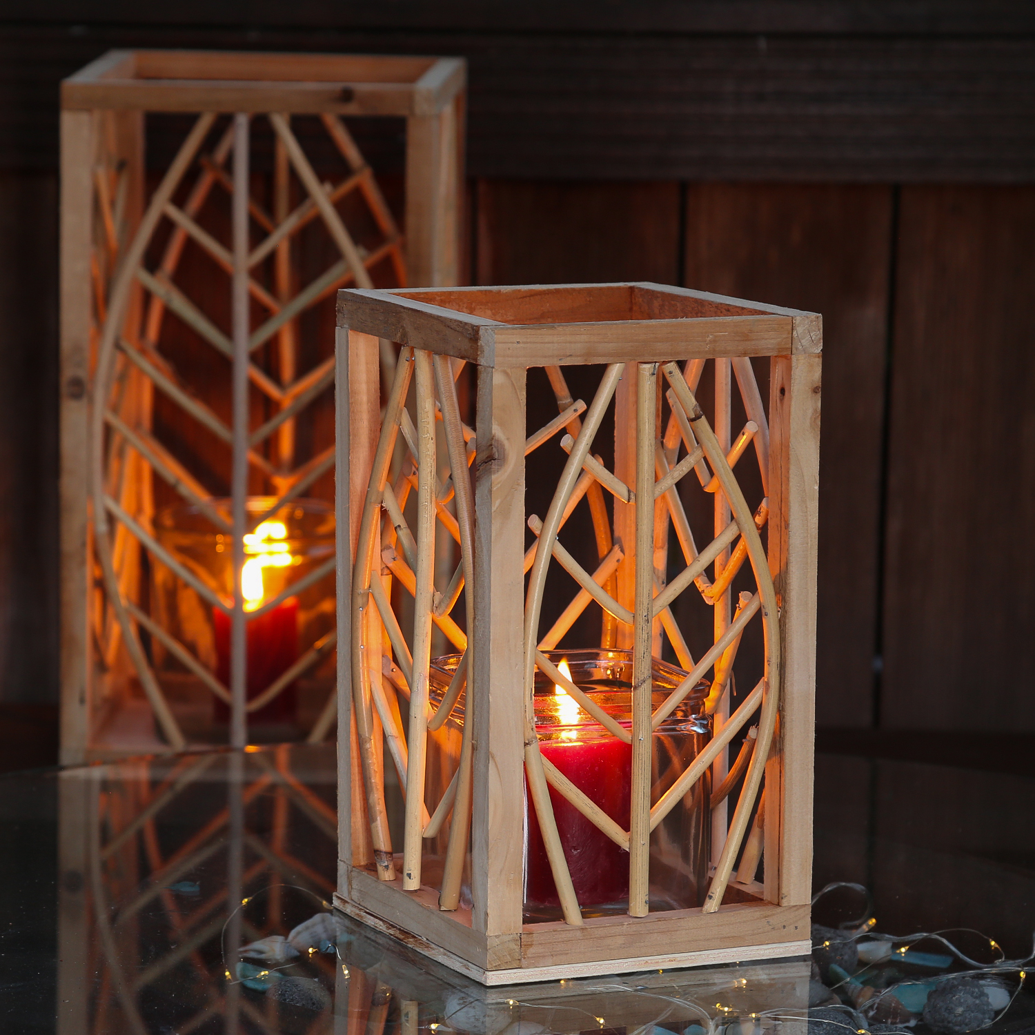 Laterne aus Rattan - Windlicht - mit Glaseinsatz - H: 45,5cm - natur Laterne aus Rattan - Windlicht - mit Glaseinsatz - H: 45,5cm - natur