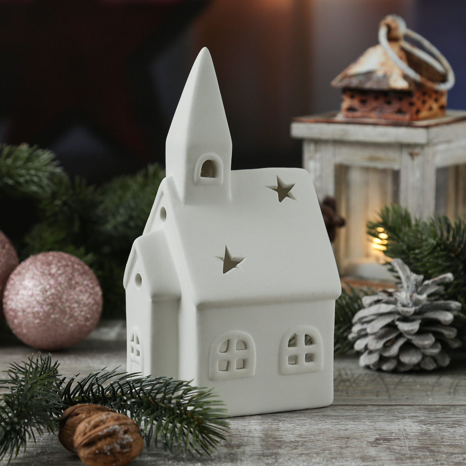 Teelichthalter Kirche - Teelichthaus - Porzellan - H: 19cm - weiß Teelichthalter Kirche - Teelichthaus - Porzellan - H: 19cm - weiß